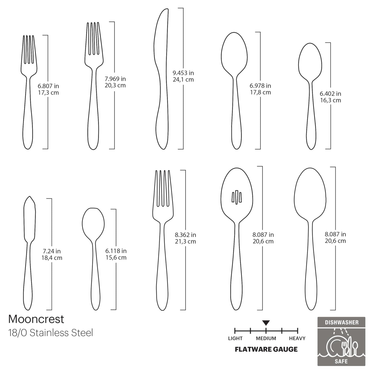 Oneida Silverware Set, Mooncrest 65-Piece Everyday Flatware Set, Service For 12, 18/0 Stainless Steel, Rust Resistant And Dishwasher Safe, Knives Spoons And Forks, Utensils (Silver, 65 Piece)