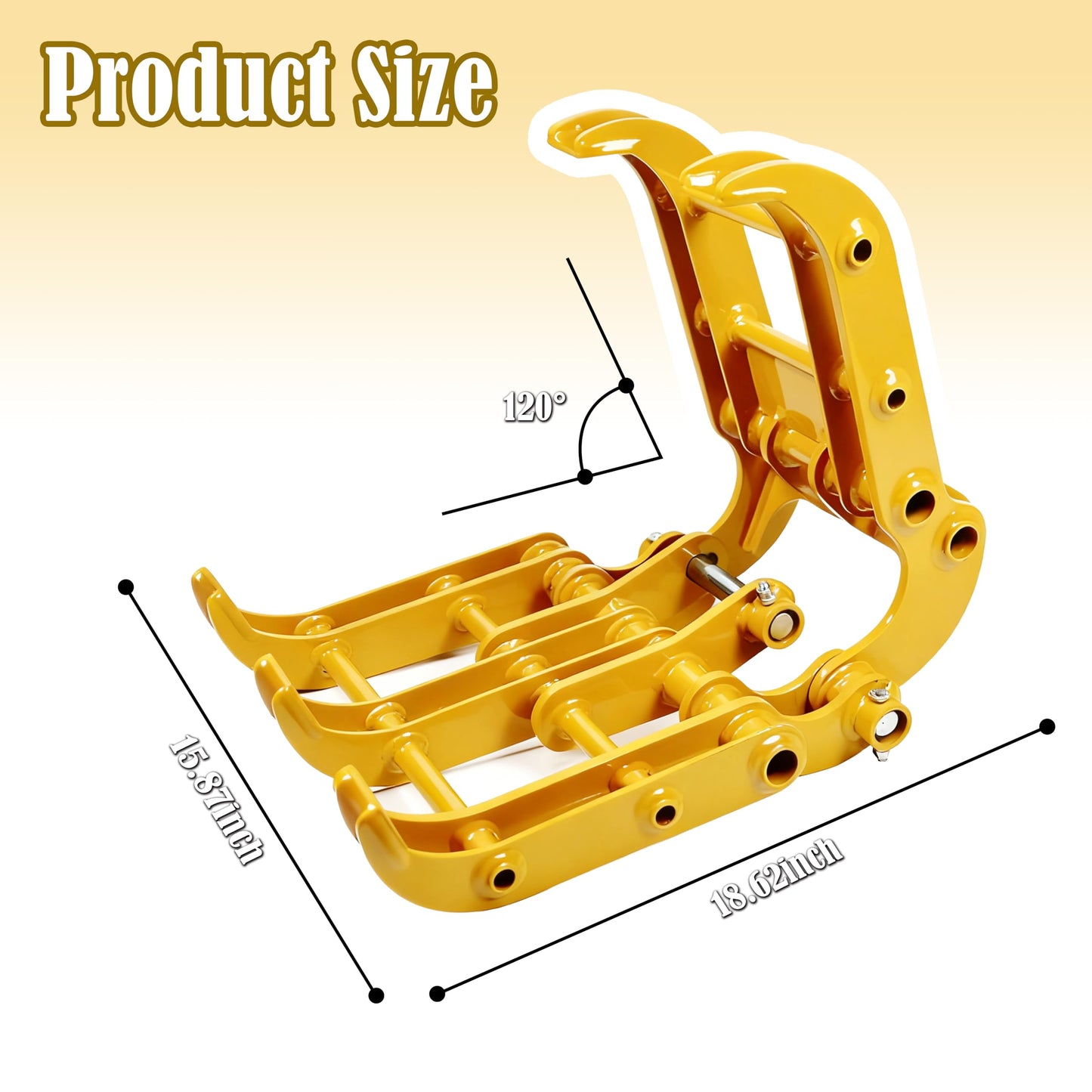 Upgrade Excavator Grapple Attachment for 0.8-1.8 Ton Mini Excavators, Wood Log Grapple with 2 Pins, 3.54in Span & 0.98in Hole, Excavator Grabber for Land Clearing, Logs, Rock, Scrap Handling