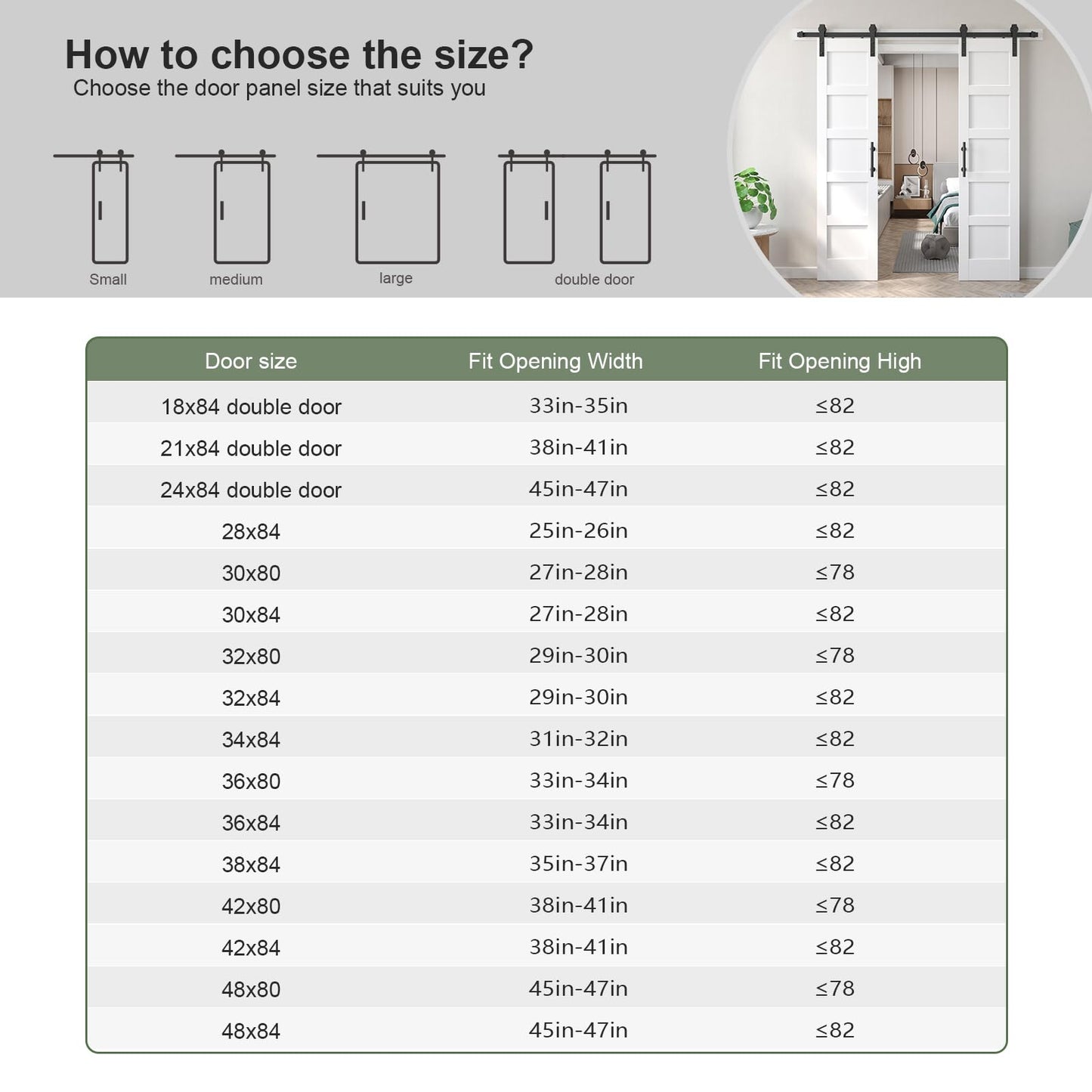 Fredbeck Double 21inx84in White Barn Door and 7FT Sliding Barn Door Hardware Kit Included,Solid,MDF, PVC Surface,DIY Assembly,5-Panel,Fit 38in-41in Opening