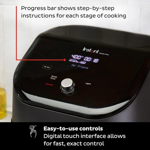 Instant Pot Vortex Plus 6QT Air Fryer - Clear Windows & Custom Programs | 6-in-1 Functions, Black