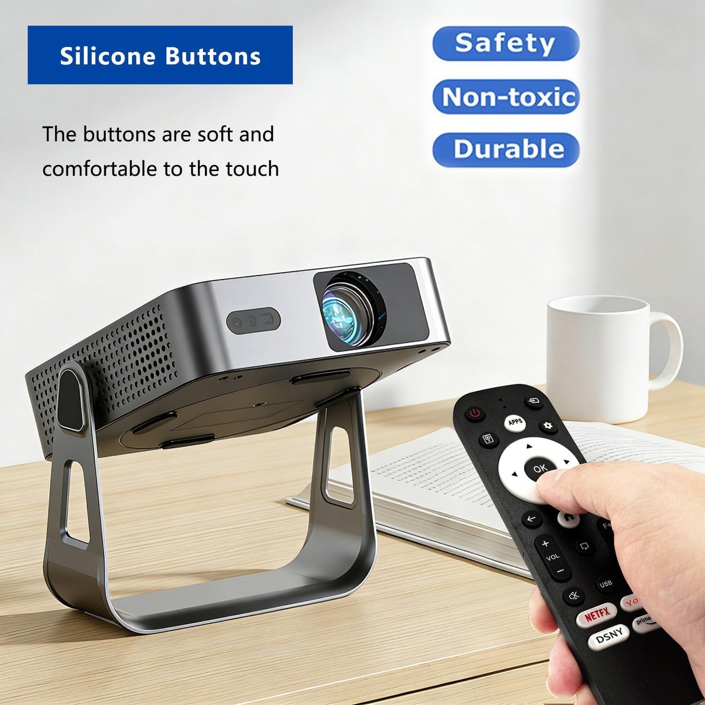 Molgoc Q5 Replacement Remote Contral for Mini Projector,Compatible with VOPLLS Portable Projector.