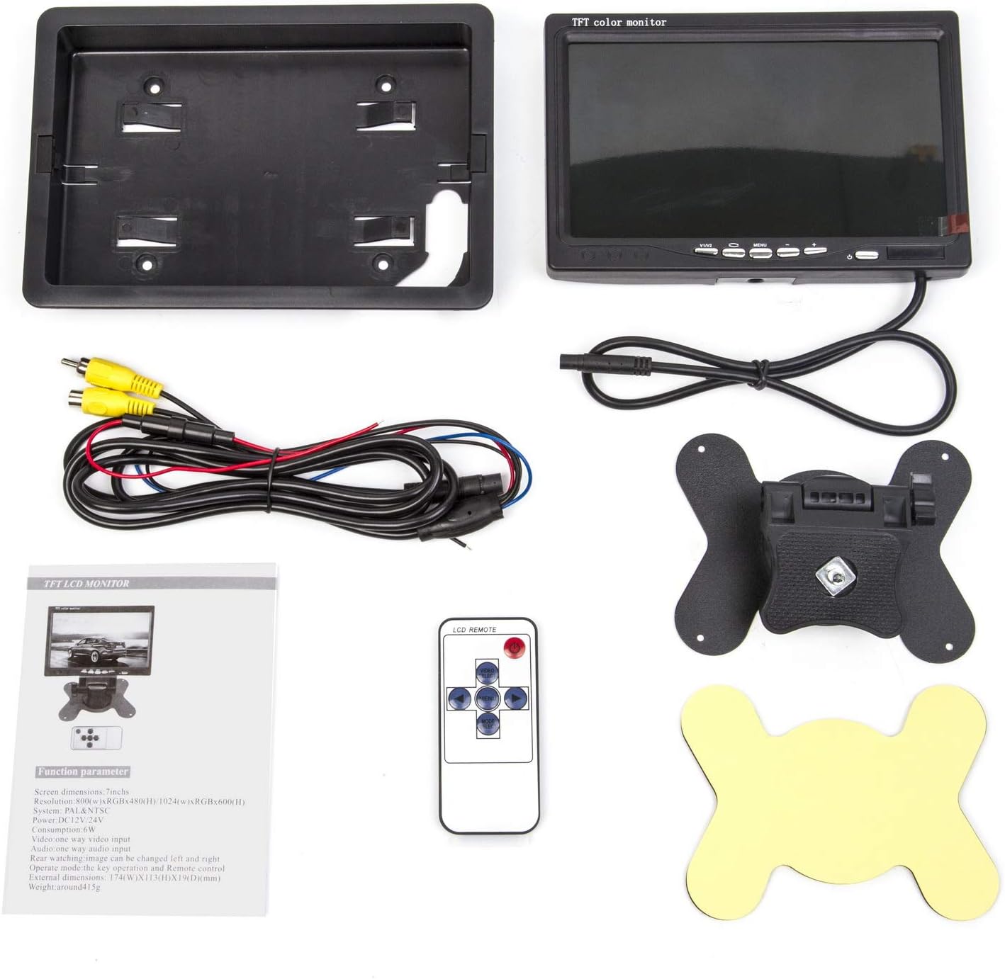 Yasoca 7 Inch LED Backlight TFT LCD Monitor for Car Rearview Cameras, Car DVD, Serveillance Camera, STB, Satellite