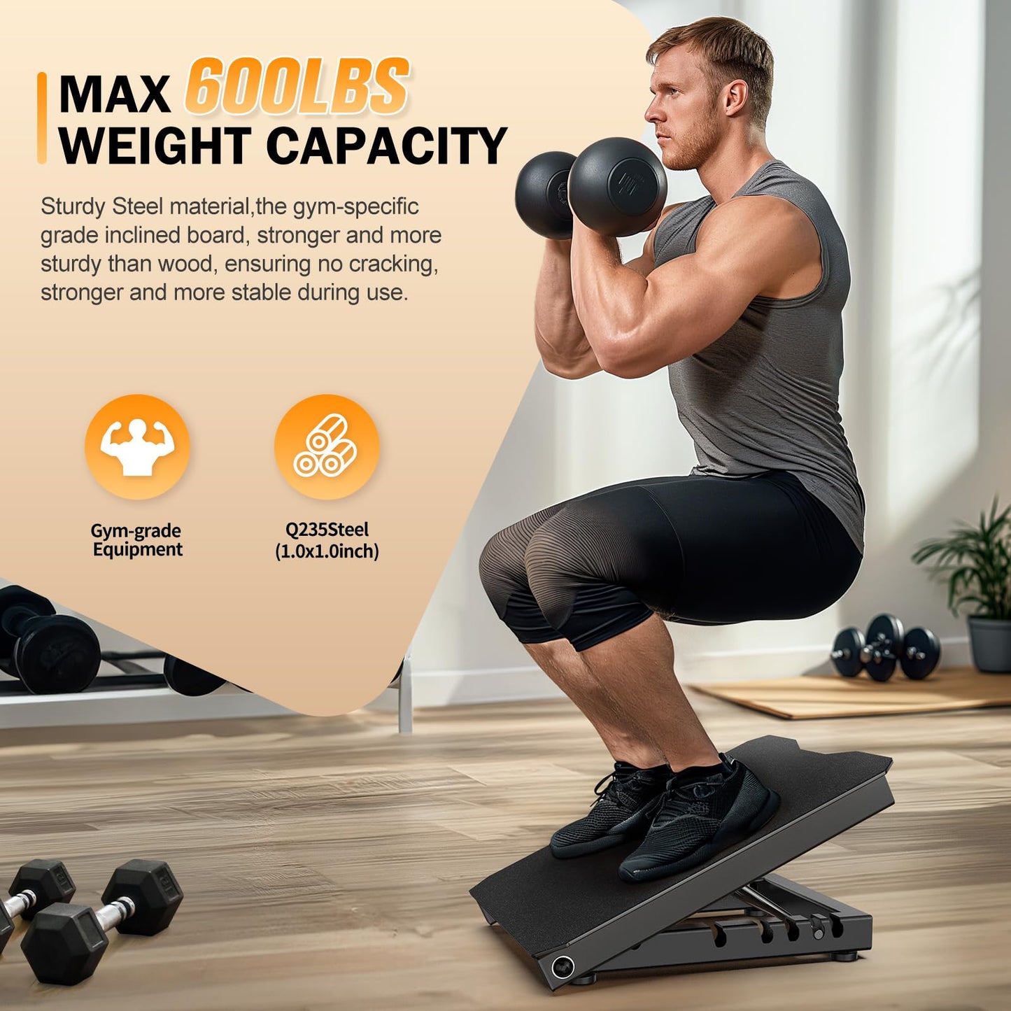 Naitesen Metal Slant Board Calf Stretcher for Squat, Pilates Stretching Equipment, 600lbs Weight Capacity Adjustable Incline Balance Board for Relieving Plantar Fasciitis Achilles Tendonitis Muscle Injuries Home Gym or Commercial