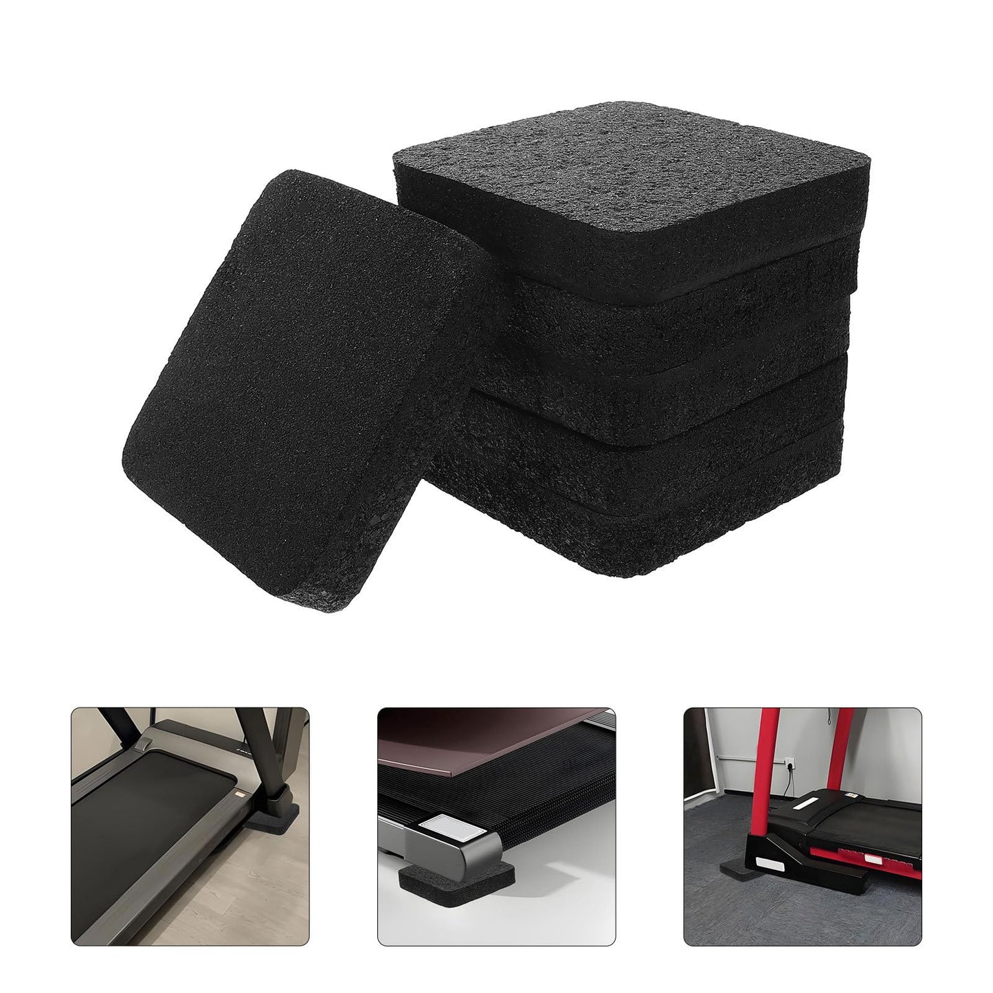 Toddmomy 6pcs Black Rubber Shock Absorbing Treadmill Anti-Vibration Pads Cushioned Noise-Absorbing Mat Floor Protector for Home Gym Fitness Equipment