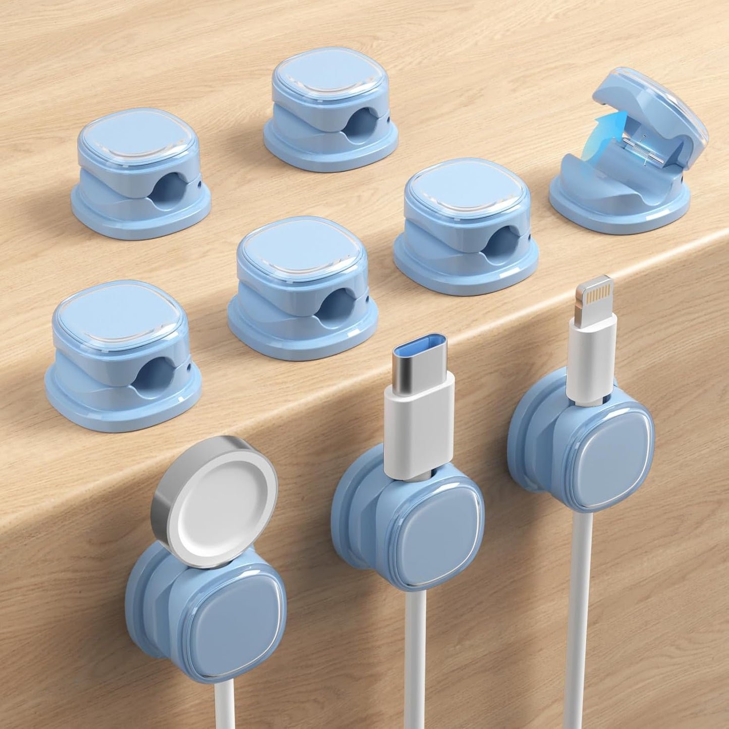 Funtin 9 Pack (9-Pack Cord Organizer, Spring Cable Management, Adhesive Cute Cable Holder Clips, Phone Charger Wire