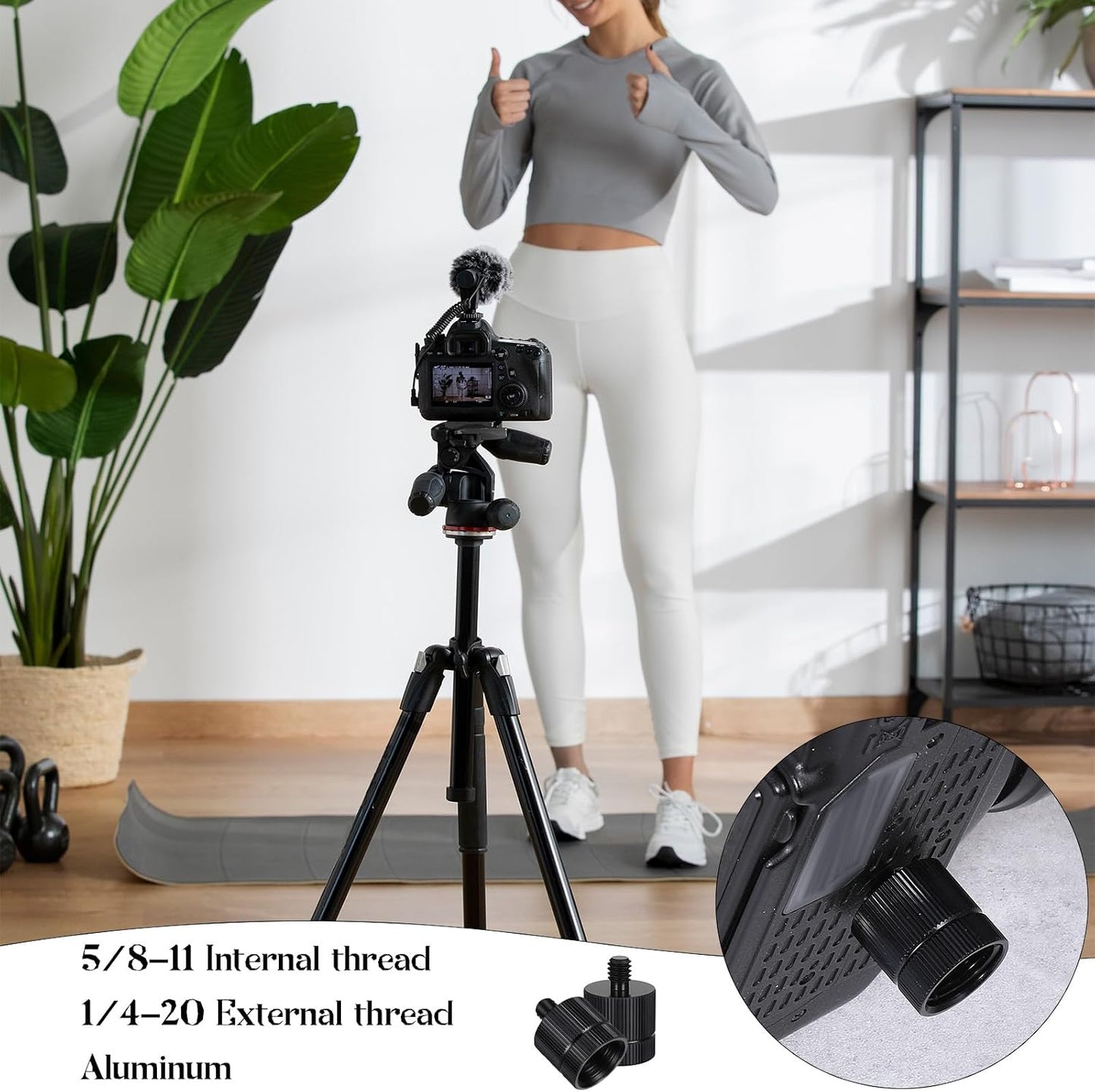 Exircy 2 5/8-11 1/4 PCS Tripod Adapter Laser Level Tripod Conversion Adapter Female to Male, Camera Tripods Adapters