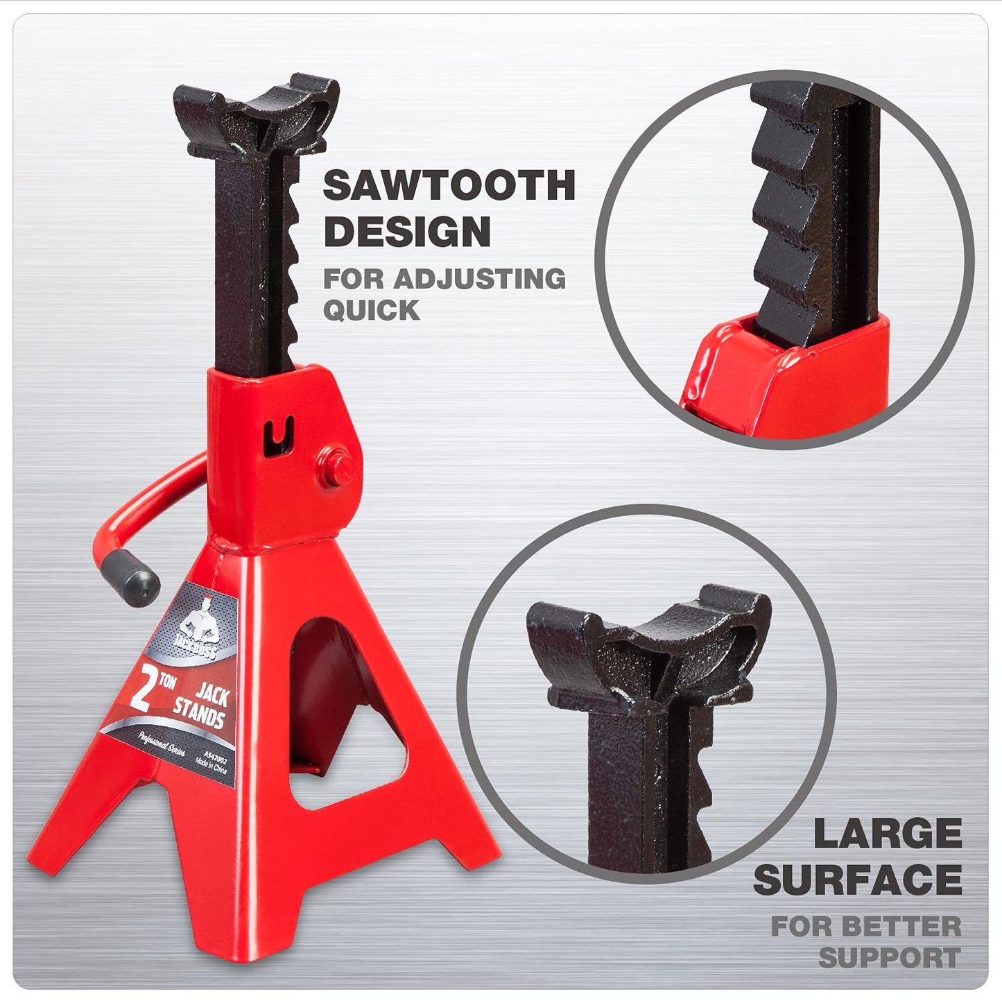Jack Boss 3 Ton(6,600 LBs) Low Profile Aluminum and Steel Car Jack with Dual Piston Quick Lift Pump and Jack Stands 2 Ton (4,400 LBs) Lifting Car Stand, Fit Use for Cars Automotive Sedans, Red, 2 Pack