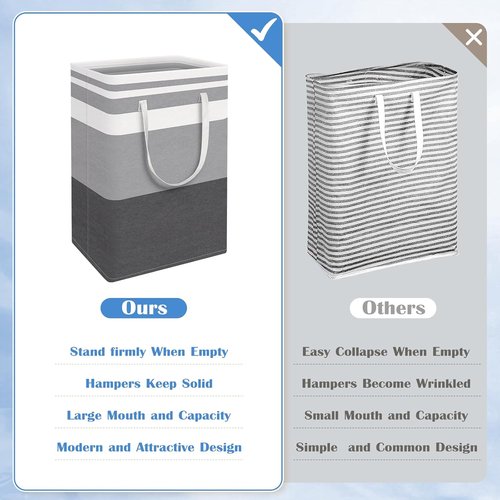 BlissTotes Laundry Basket - Waterproof & Collapsible Hamper with Easy Carry Handles | 75L Gradient Grey 3-Pack