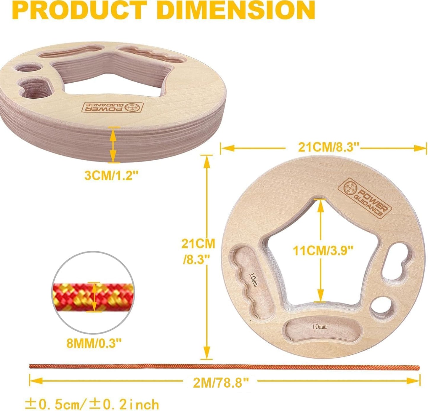 POWER GUIDANCE Hangboard Fingerboard Climbing Grip Strength Training Indoor and Outdoor Double-Sided Non-Slip Portable