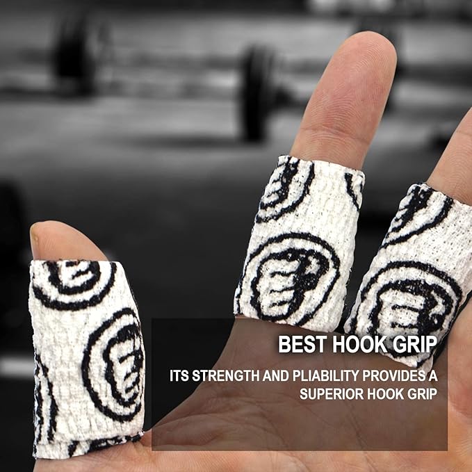 WOD Nation Flexible Hook-Grip Athletic Tape – Easy-Tear, Sweat-Proof Thumb & Finger Strips for Weightlifting