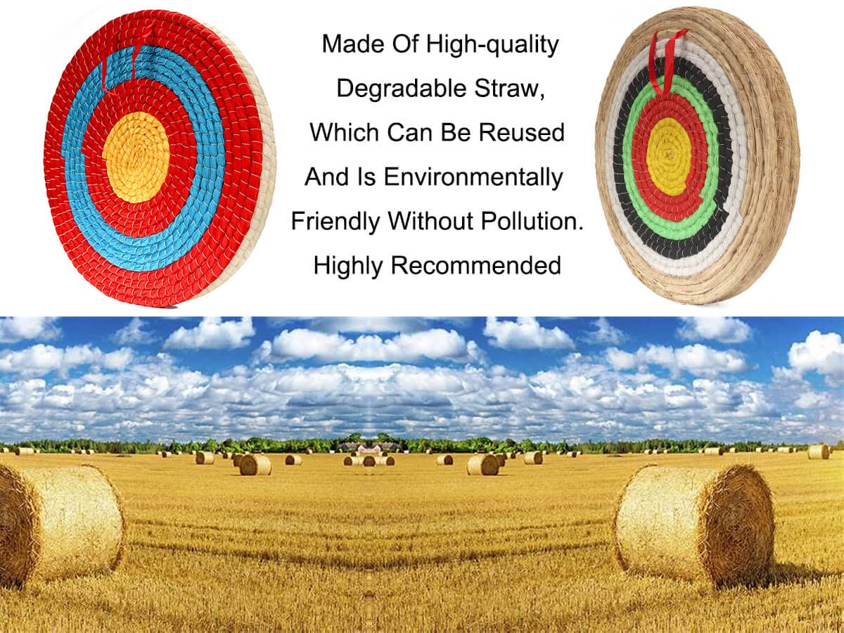DOSTYLE Archery Targets Traditional Solid Straw Round Archery Target Shooting Bow Coloured Rope Target Face Three Layers for Shooting Practice