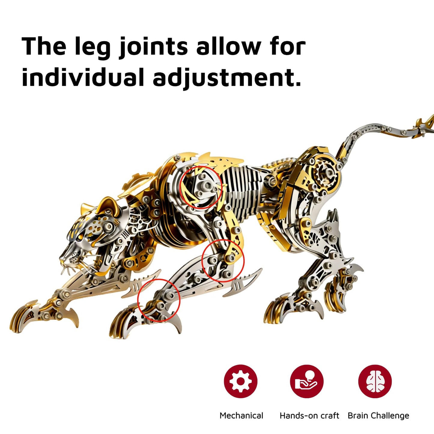 Leopard 3D Metal Model Kit for Adults and Teens, 3D Metal Puzzle, DIY Metal Building Kit, Challenging Assembly Model, Brain Teaser Challenge, Desktop Decor, Collectible Gift for Men