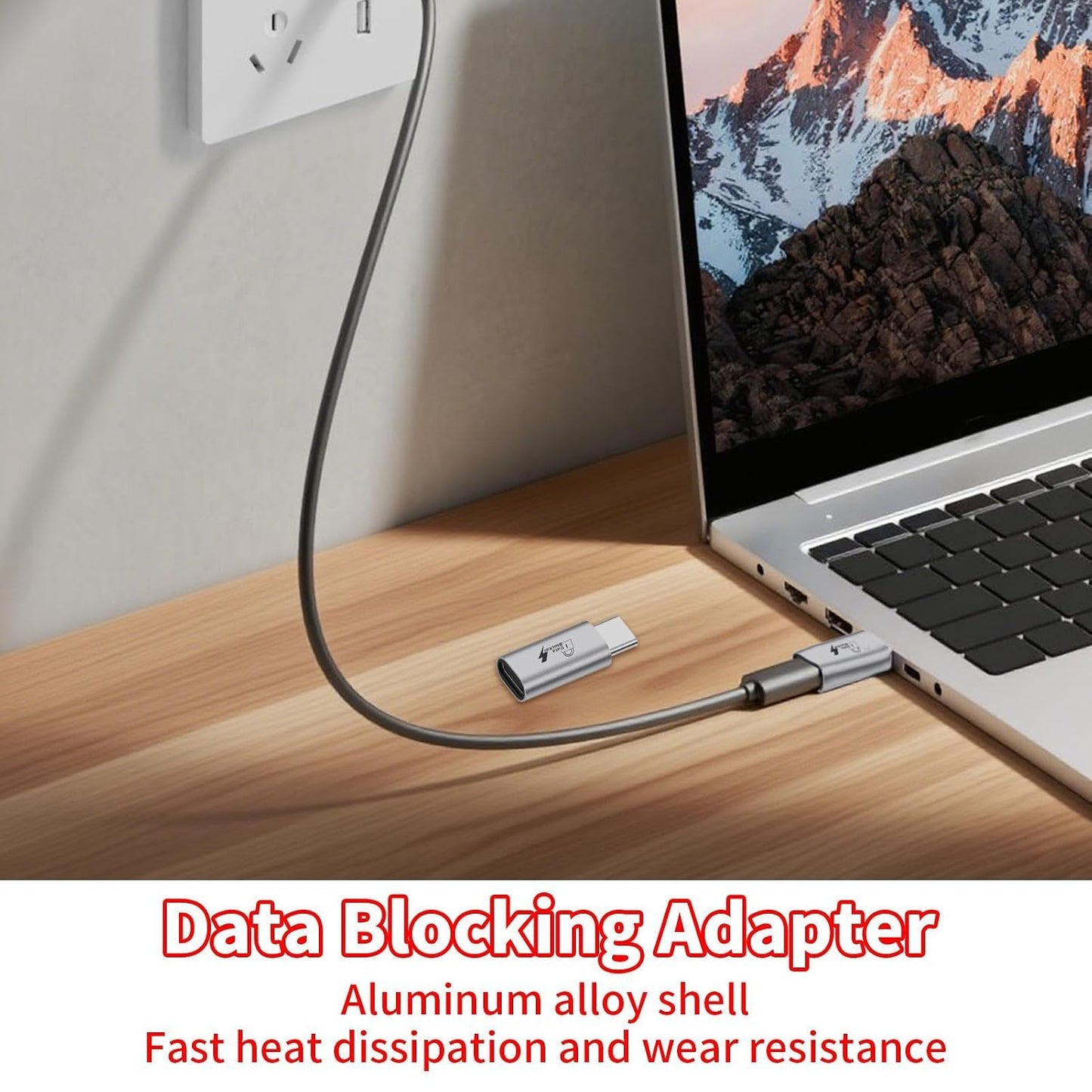 Generic 2.5x1.5cm USB Data Blocker, Aluminum Alloy Anti Juice Jacking Adapter Type-C to Type-C USB Protector Charging