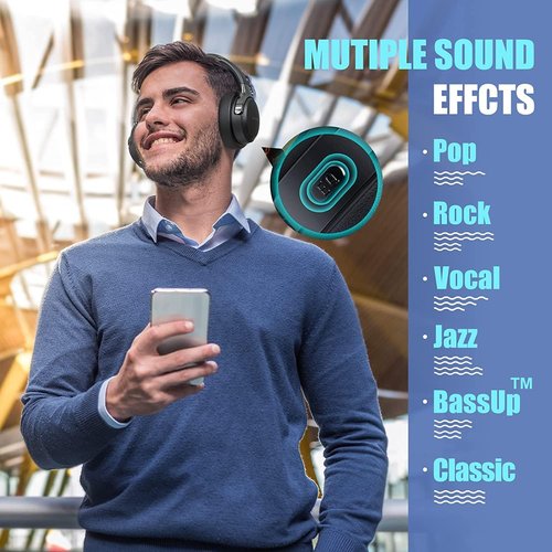 **BERIBES Bluetooth Headphones - Wireless Over-Ear HiFi Stereo with 65H Playtime & 6 EQ Modes | Lightweight, Foldable Design**
