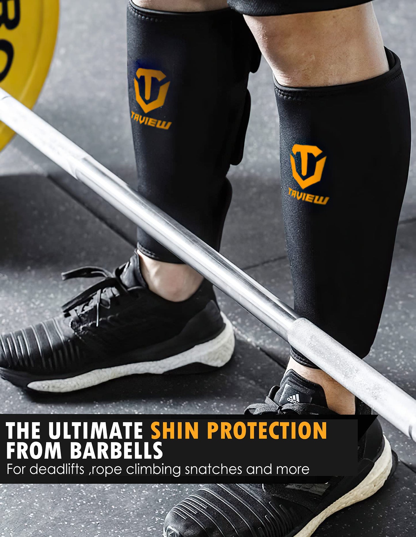 TAVIEW Weightlifting Deadlift Shin Guards, Calf Support Brace 5mm Thick Neoprene for EasyWear Deadlift Shin Guards,Training Pants and Tights, Ultimate Shin Protection
