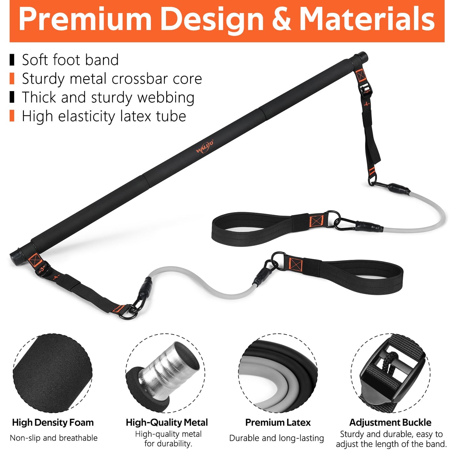 Pilates Bar Kit with Resistance Bands, 3-Section Multifunctional Yoga Pilates Bar with Metal Adjustment Buckle.Portable Pilates Equipment for Women & Men Full-Body Workouts at Home Gym