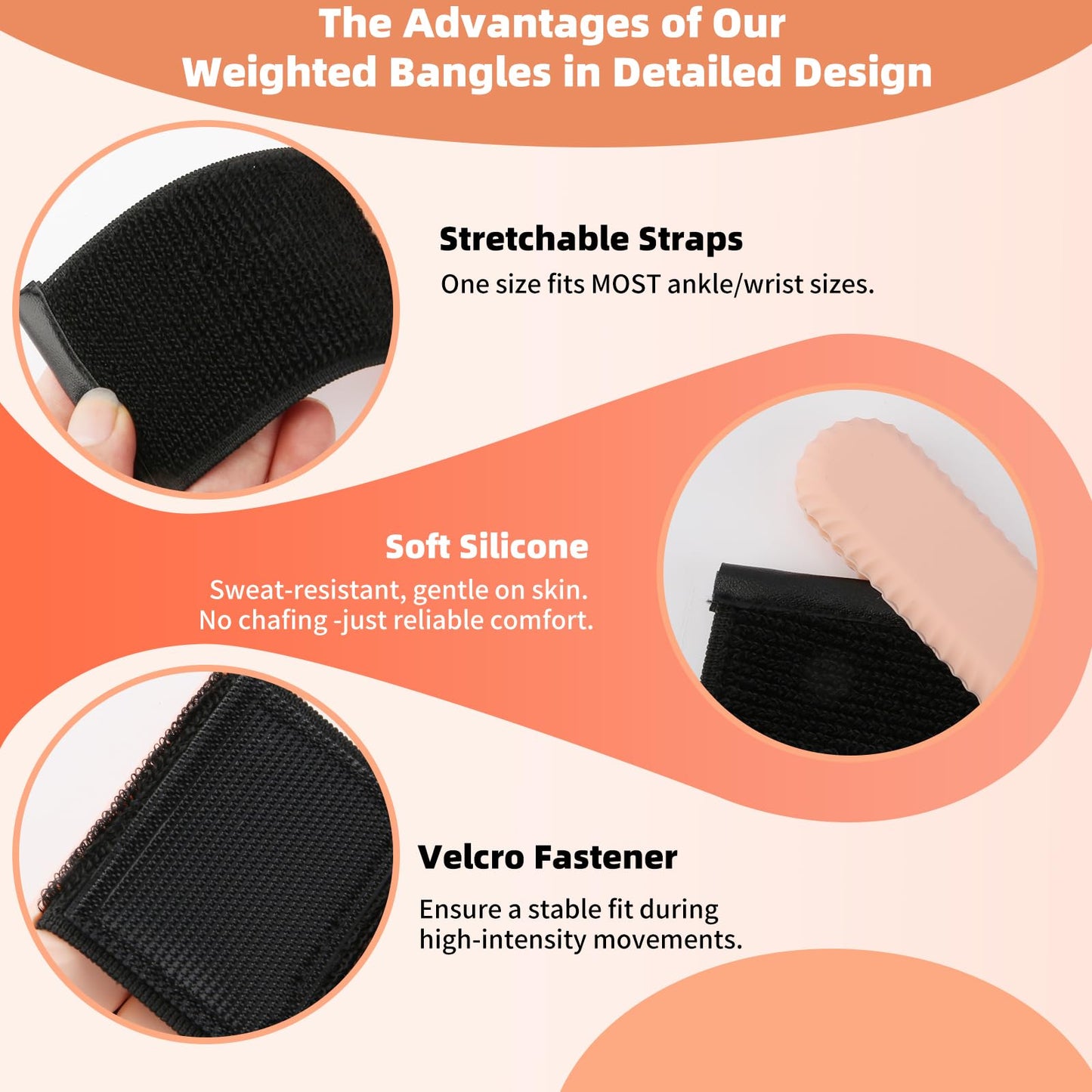 Wrist Weights, Silicone Adjustable Ankle Weights for Women Men - Strengthen Arms and Legs Ideal for for Home Gym Workout, Running, Yoga, Pilates, Barre, Exercise, Strength Training (Natural Flesh Pink, 4 lbs Pair (2 lb Each))