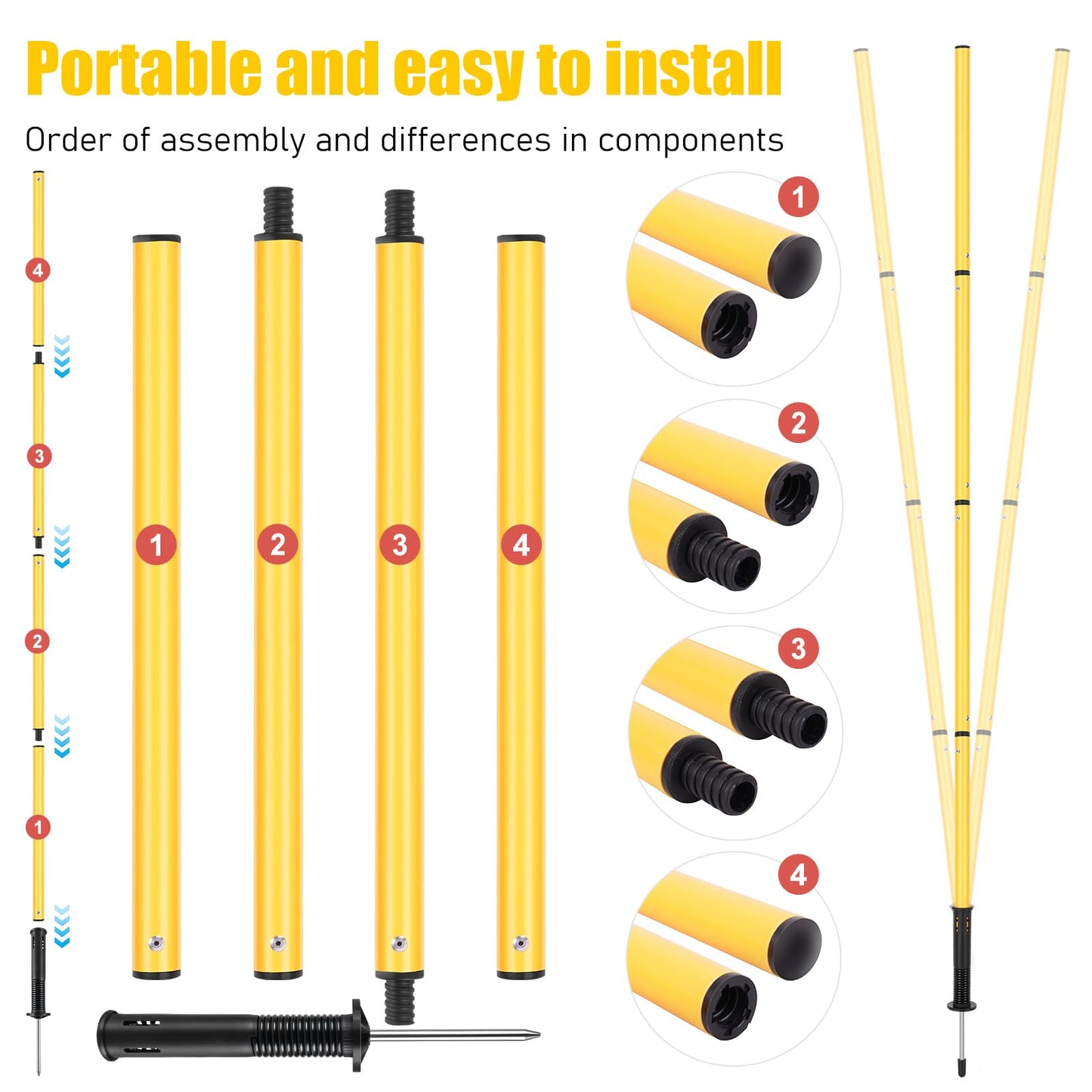 SMTPDT Soccer Agility Training Equipment: 6 Soccer Agility Poles, 20ft Agility Ladder, 10 Soccer Cones, 1 Jump Rope. Soccer Training Poles for Speed Training, Agility Training