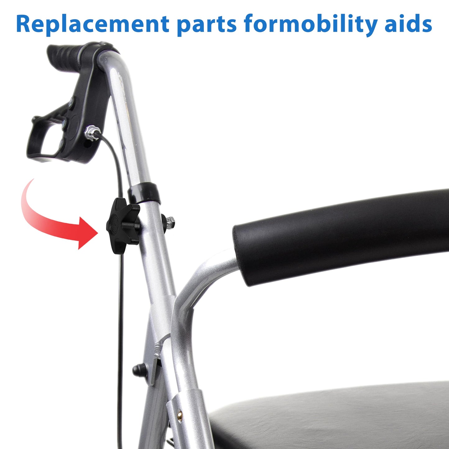 2 Sets Rollator Walker Replacement Parts，Complete Walker Accessories Kit with 4 M6 Screws (1.18in & 1.57in), 2 Star-Shaped Knobs & 2 Black Washers for Universal Fit, Tool-Free Adjustment in Seconds