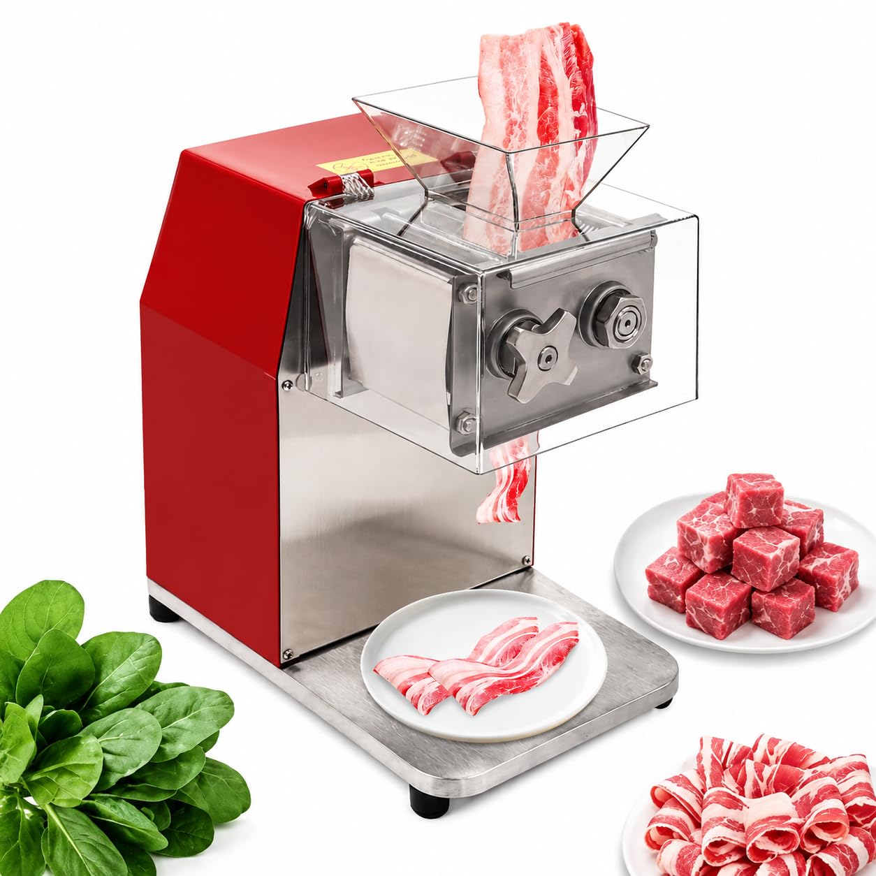 Meat Cutter Machine, 1100W Electric Slicer Cutting Machine Portable Commercial Meat Slicer with Raised Inlet & Stainless Steel Knife Comb for Home Kitchen Supermarket Beef Chicken Lamb