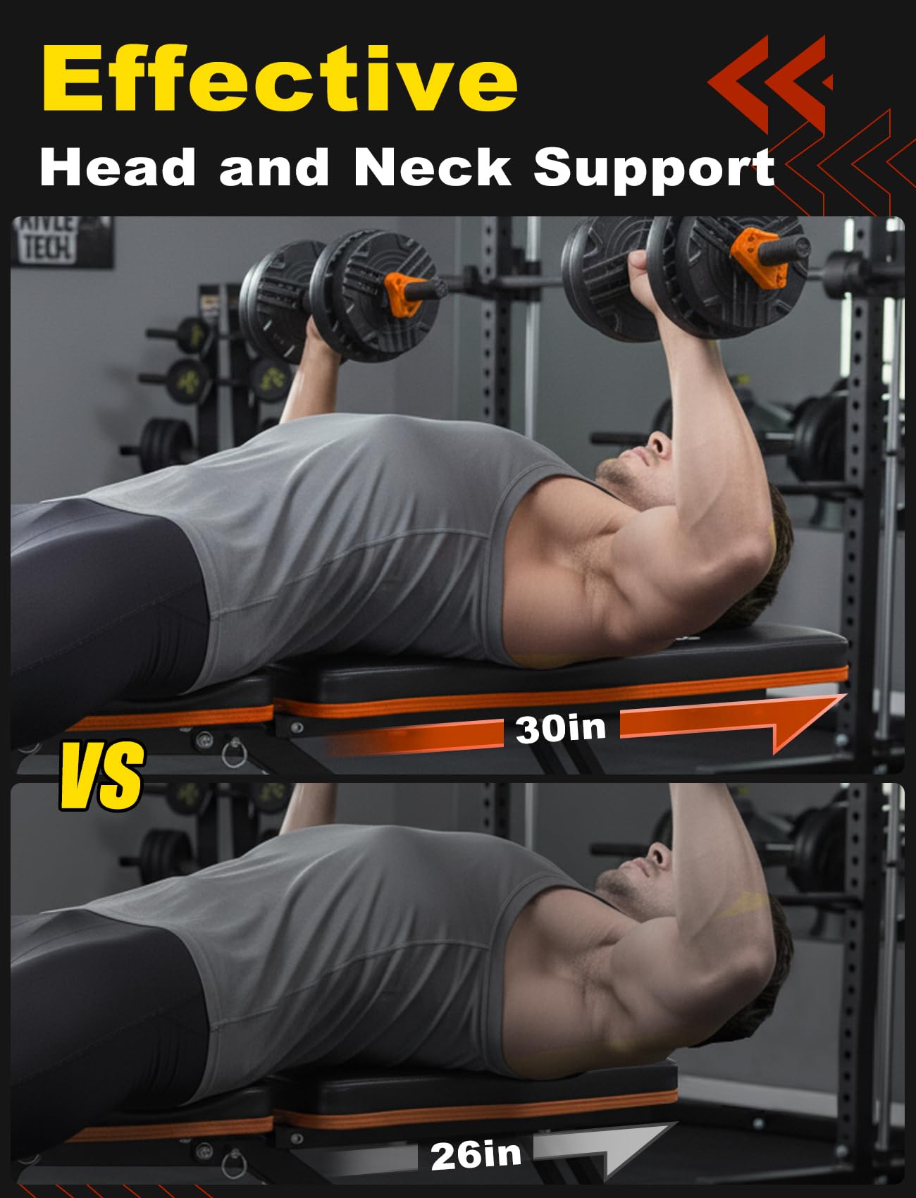 LINODI Adjustable Weight Bench for Home Gym，Foldable Incline Decline Flat Workout Bench for Full Body Strength Training, Dumbbell Press & Ab Exercises