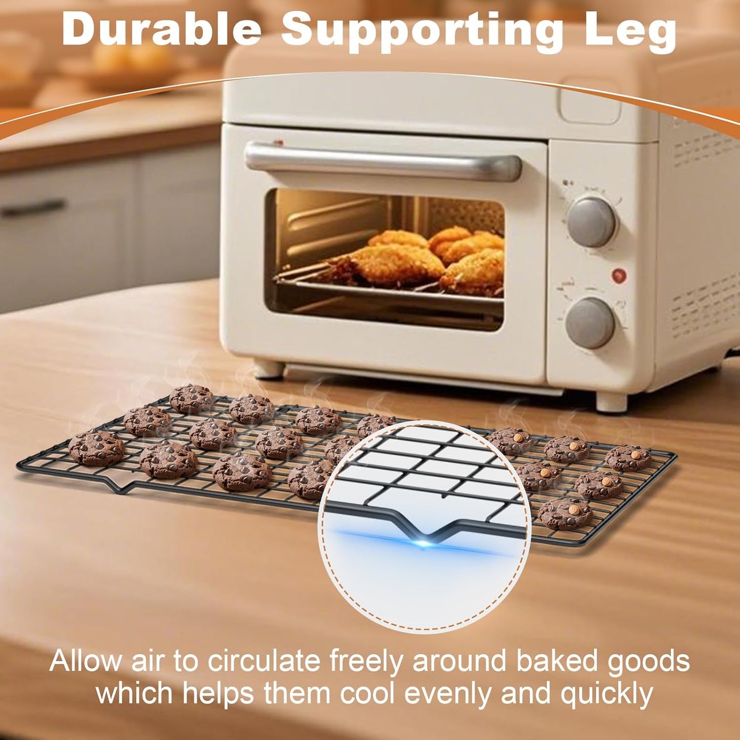 TOPCJ Cooling Rack - 2PCS Heavy Duty Stainless Steel Baking Rack | 10”X15” Non-Stick Grilling & Roasting