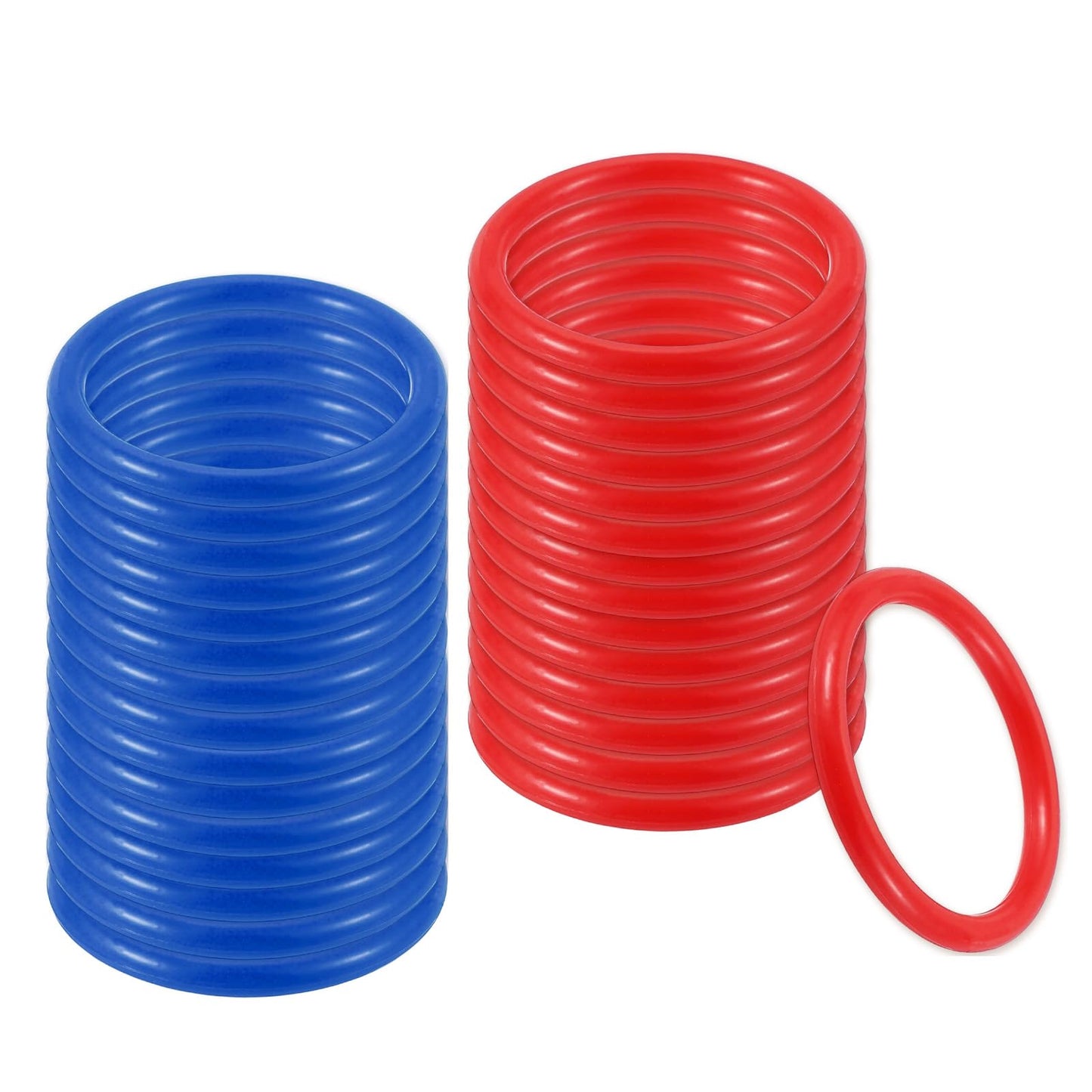 PATIKIL 2.8" Plastic Ring-Toss Rings for Bottles, 60 Pack Carnival Rings Plastic Hoops for Speed and Agility Practice Outdoor Party Favor, Red/Blue