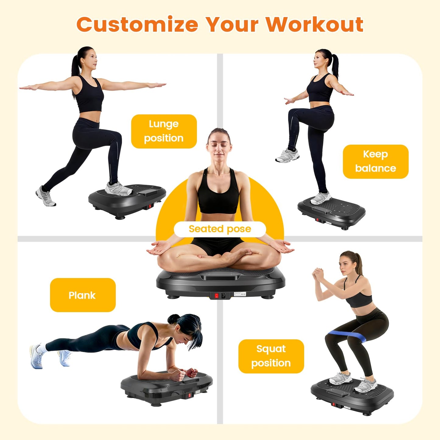 ALSO GO Large Vibration Plate Exercise Machine, 200 Speeds & 10 Models, 500LB Capacity, LED Display, Bluetooth Audio, Shake Plate with Loop Bands for Full Body Fitness, Lymphatic Drainage, Pain Relief