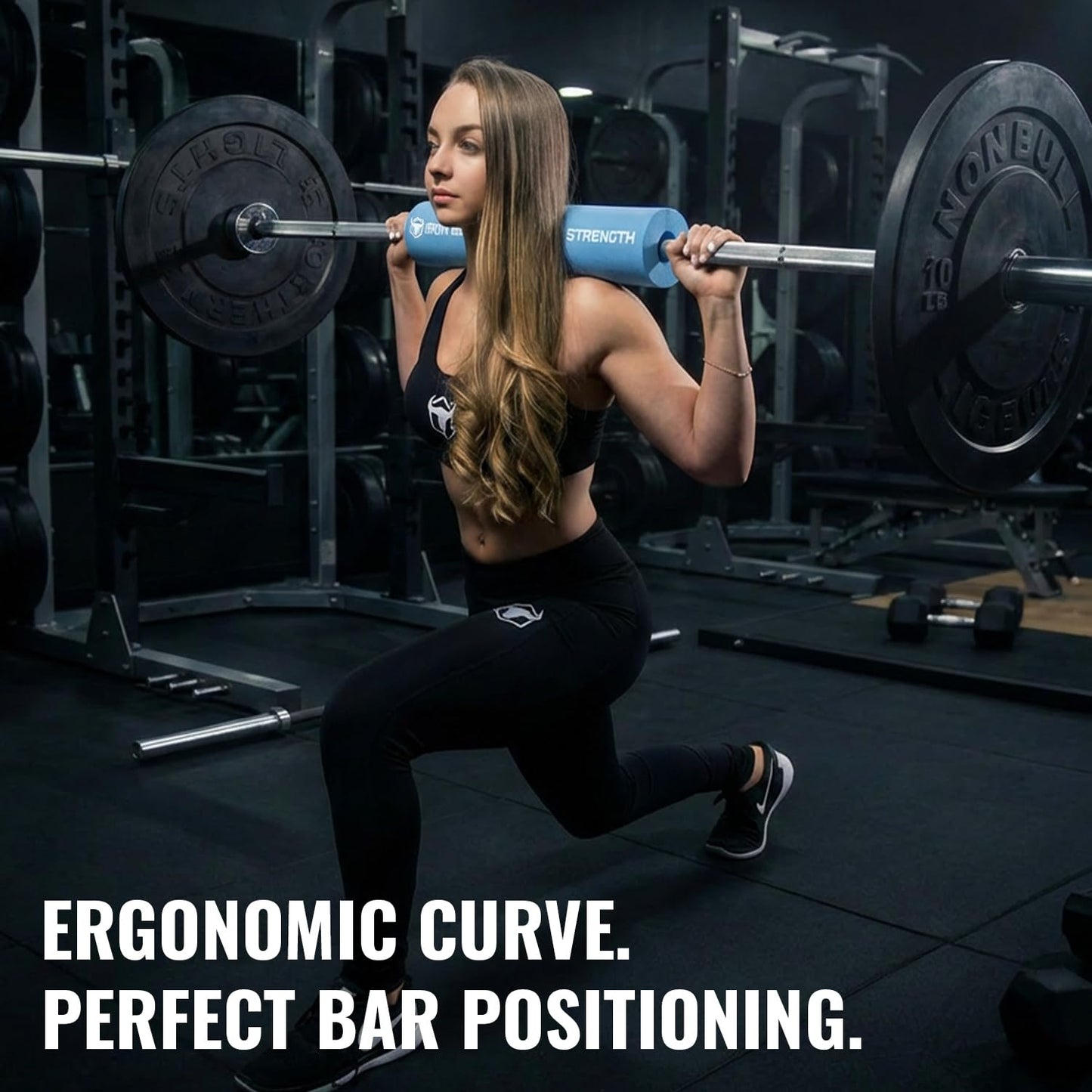 Advanced Squat Pad - Barbell Pad for Hip Thrusts, Squats & Lunges - Neck & Shoulder Squat Bar Pad Cushion Support Foam for Extra Comfort (Baby Blue)