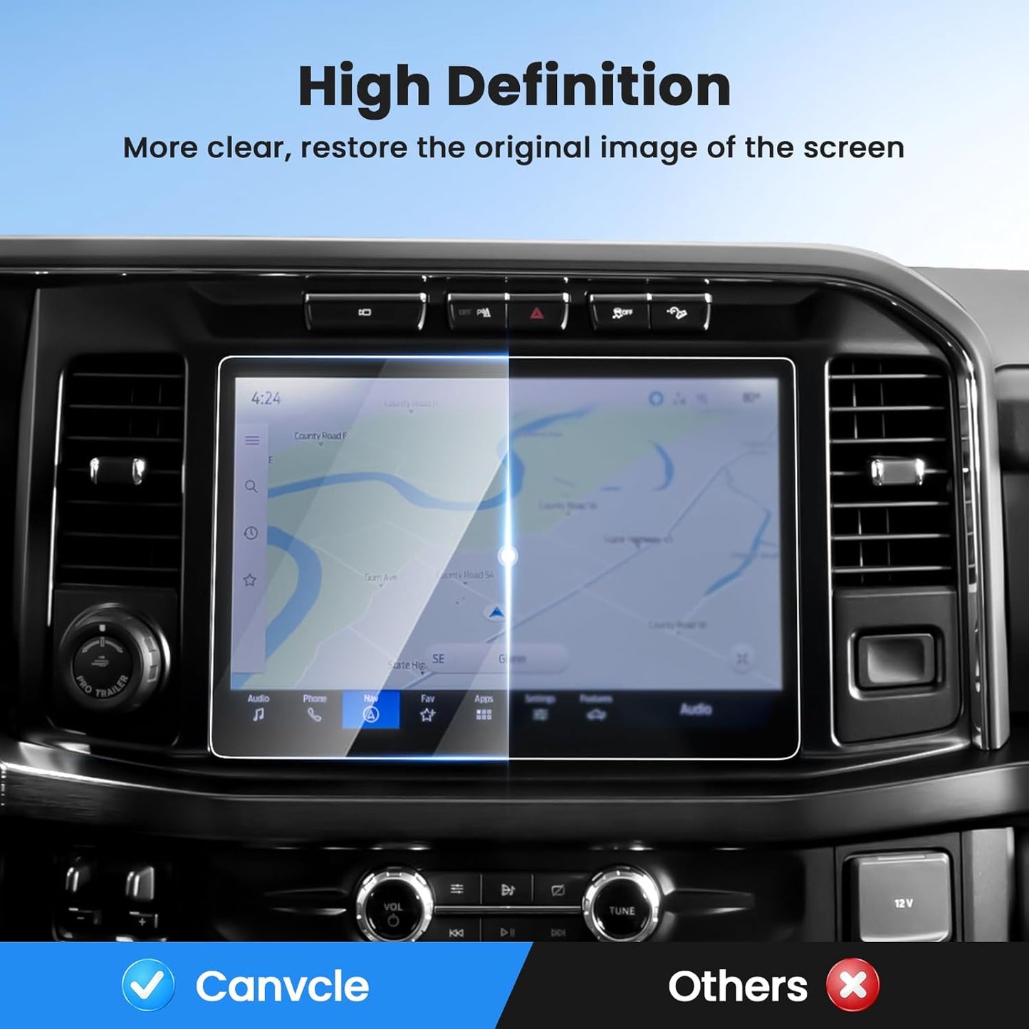 2PCS 2023-2025 2026 F250 F350 F450, 12 Inch Canvcle Screen Protector for Ford Super Duty Touch Screen Protector