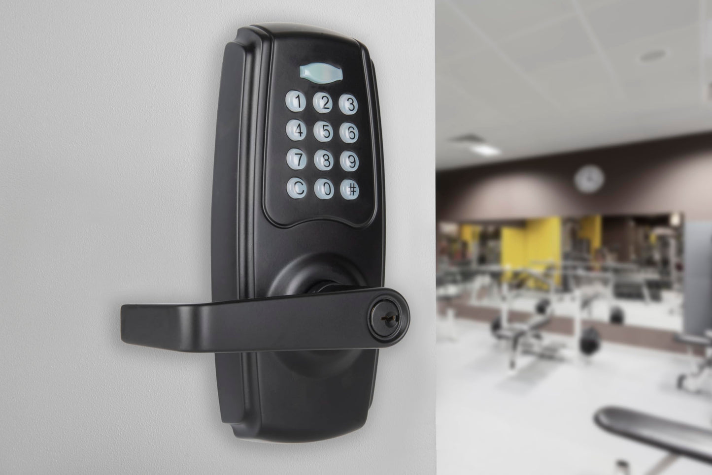 BRINKS ANSI Grade 2 Keypad Door Lock with Handle for Commercial & Residential Use, Keyless Entry Door Lock, 99 User Codes, Auto-Relock, Battery with Backup Keyway