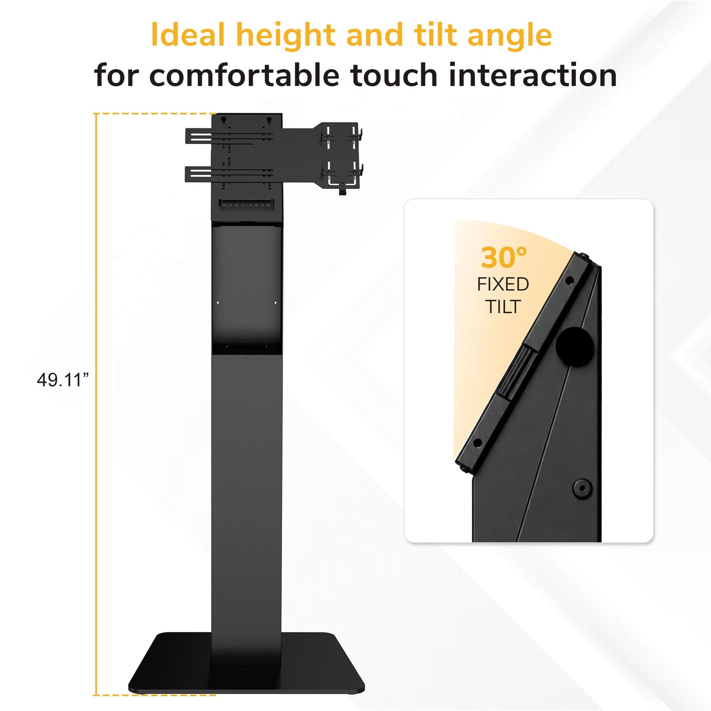 Mount-It! Kiosk Floor Stand For Monitors and VESA Compatible Digital Signage Displays with Printer Storage Slot and Card Reader Bracket, Fits 15" to 22" up to 22lbs - for Check-in & POS Stations Black