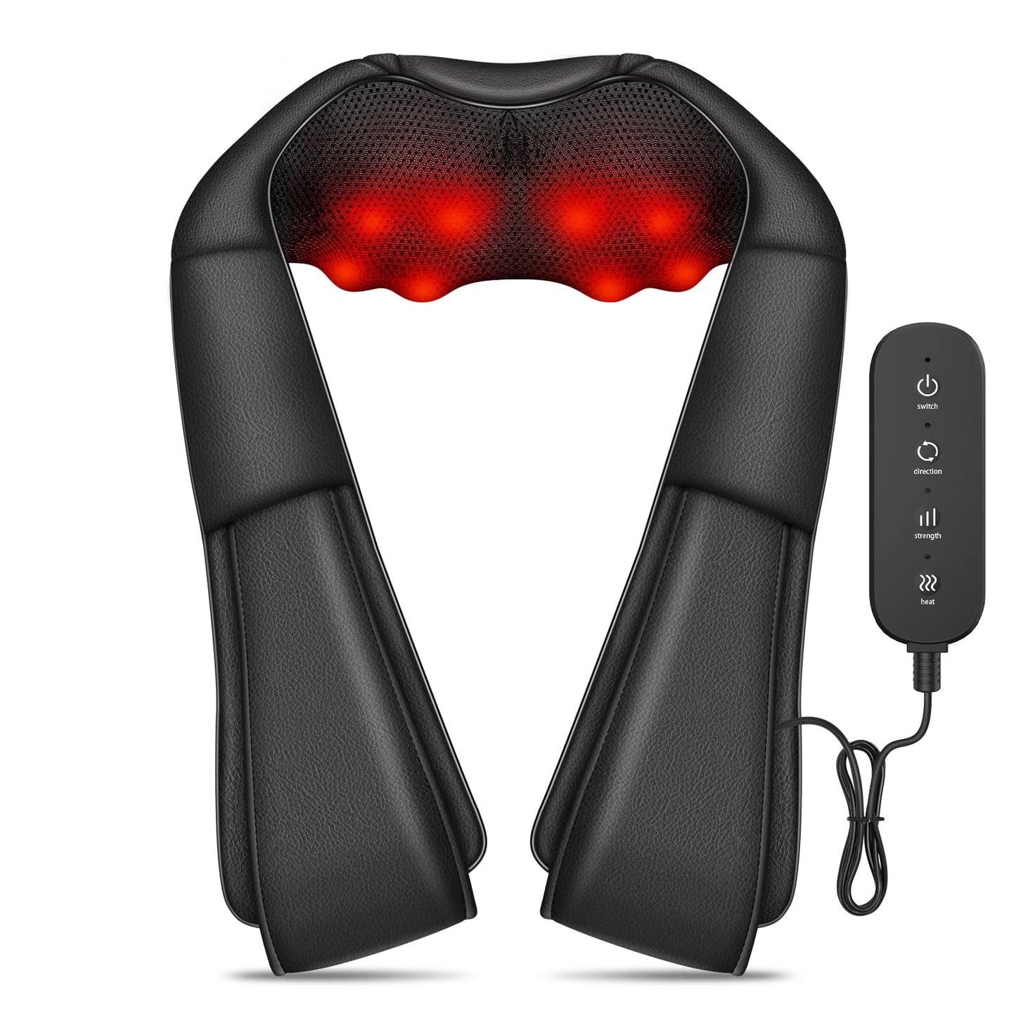 iKristin Neck Massager with Heat, Shiatsu Massager for Neck, Back, Shoulder, Foot and Leg, Deep Tissue 3D Kneading Massage for Relax Muscles at Home and Offie,Back Massagers for Women and Men