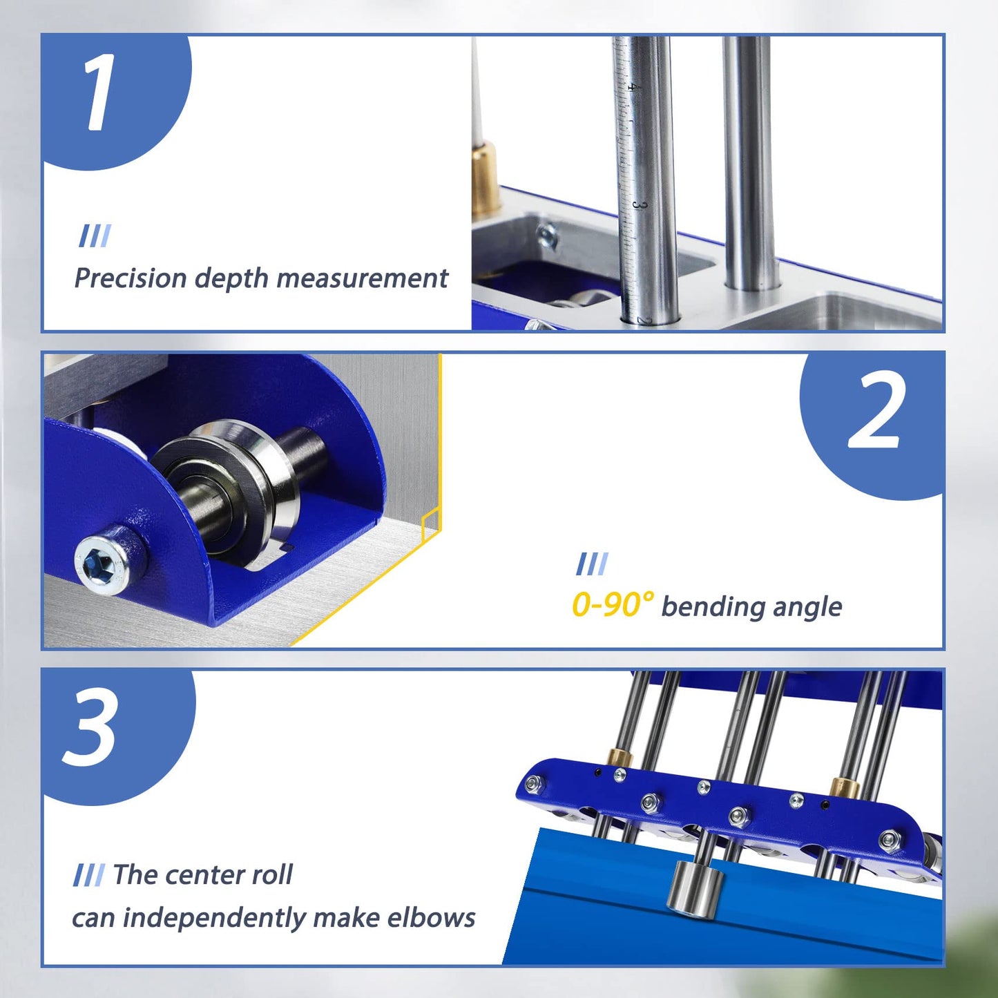Three-Station Edge Roller for Bending Metal Roofing Materials at 0-90 ° Angle,Sheet Metal Edge Roller Bender Fit for 29 to 22-Gauge Steel,Making 5/8" to 4" (16 to 102 mm) Bends.