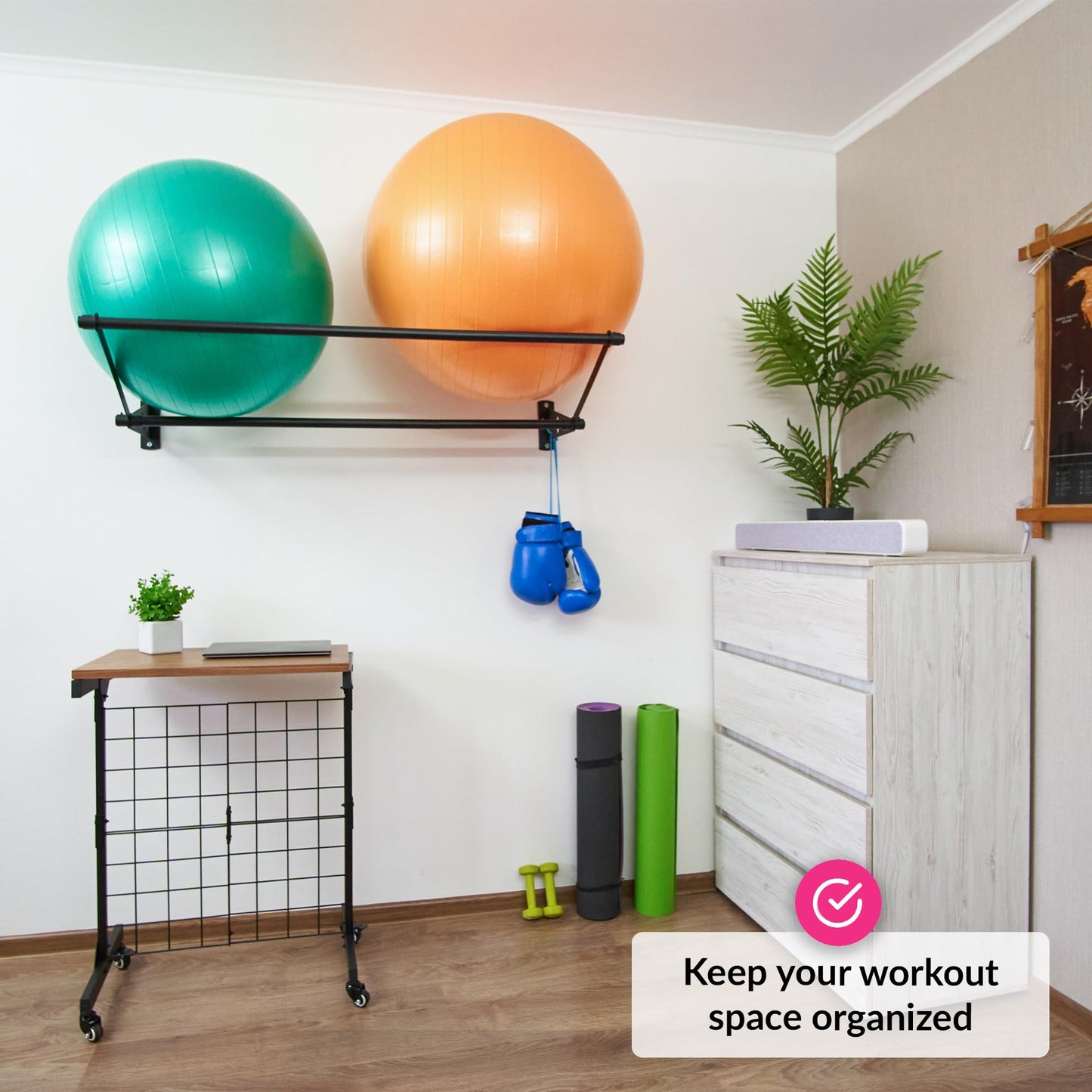 ODOXIA Exercise Ball Holder | Organize Your Space | Wall Mounted Rack | Yoga Ball Holder | Exercise Wall Mount | Fitness Therapy & Stability Rack | for Gyms, Studios, Home Gyms