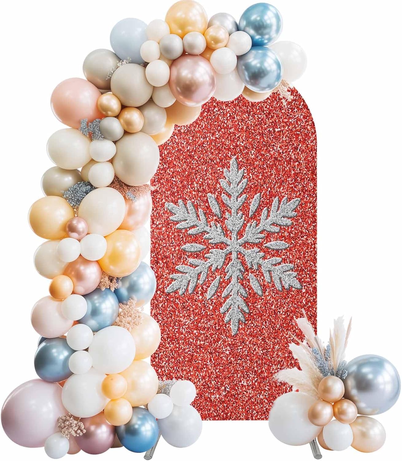 Duskova Living 5 Modern Themed Arch Backdrop Cover FT, Winter Watercolor Sparkling Snowflake Pattern Wedding Arch Cover