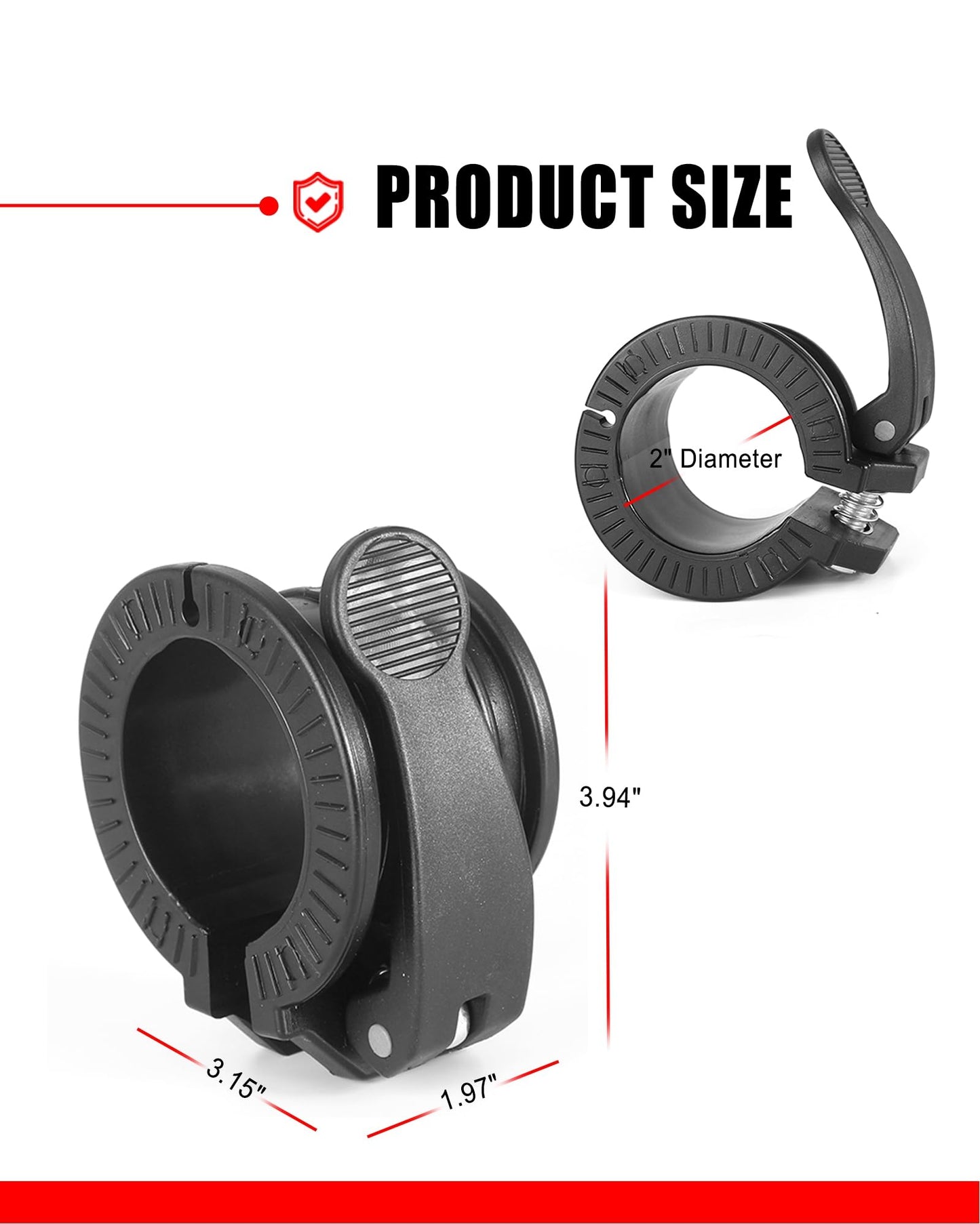 Olympic Barbell Clamps 2 inch Adjustable Barbell Clips Quick Release Pair of Locking Weight Clips for Bars