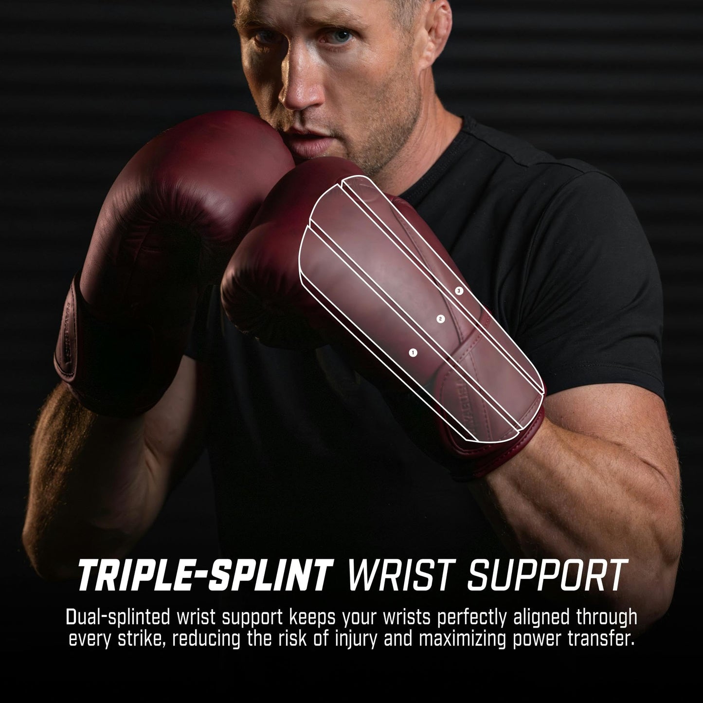 Hayabusa T360 Leather Boxing Gloves for Men and Women Wrist and Knuckle Protection, Triple Splinted Wrist Support, Cloud-Like Knuckle Padding - Burgundy, 16oz