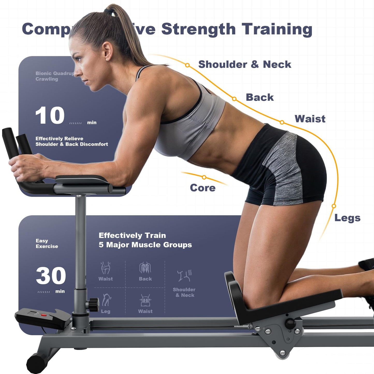 Crawling Exercise Machine & Spine Twist Stretch Trainer for Full Body Workout, Knee Support, Lower Back Exercise for Desk Workers, Heavy Duty Low-Impact Abdominal, Waist Stretcher Home Gym