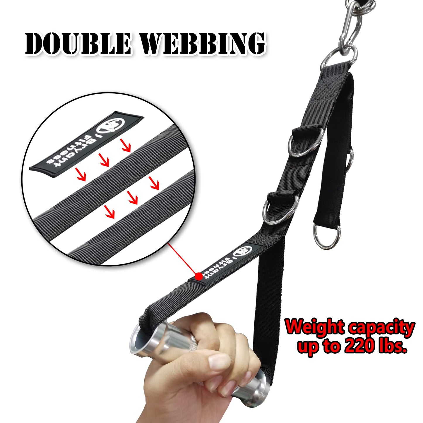 J Bryant Fitness Metal Gym Handles Multi D-Ring Handle Heavy Duty Aluminum Alloy Handle Grips Durable Workout Handles for Pulley LAT Pull Down System