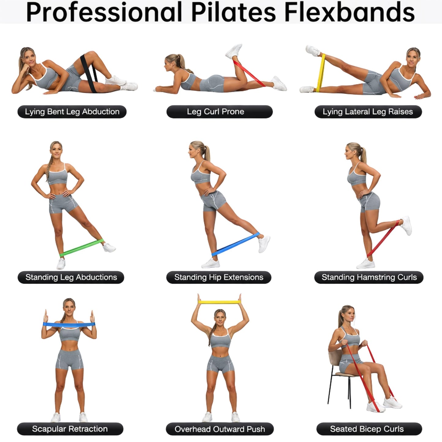 Limm Resistance Loop Exercise Bands - Set of 5 Stretch Bands for Working Out with Instruction Guide & Carry Bag - Elastic Band for Home Workout & Physical Therapy for Women and Men 12" x 2"