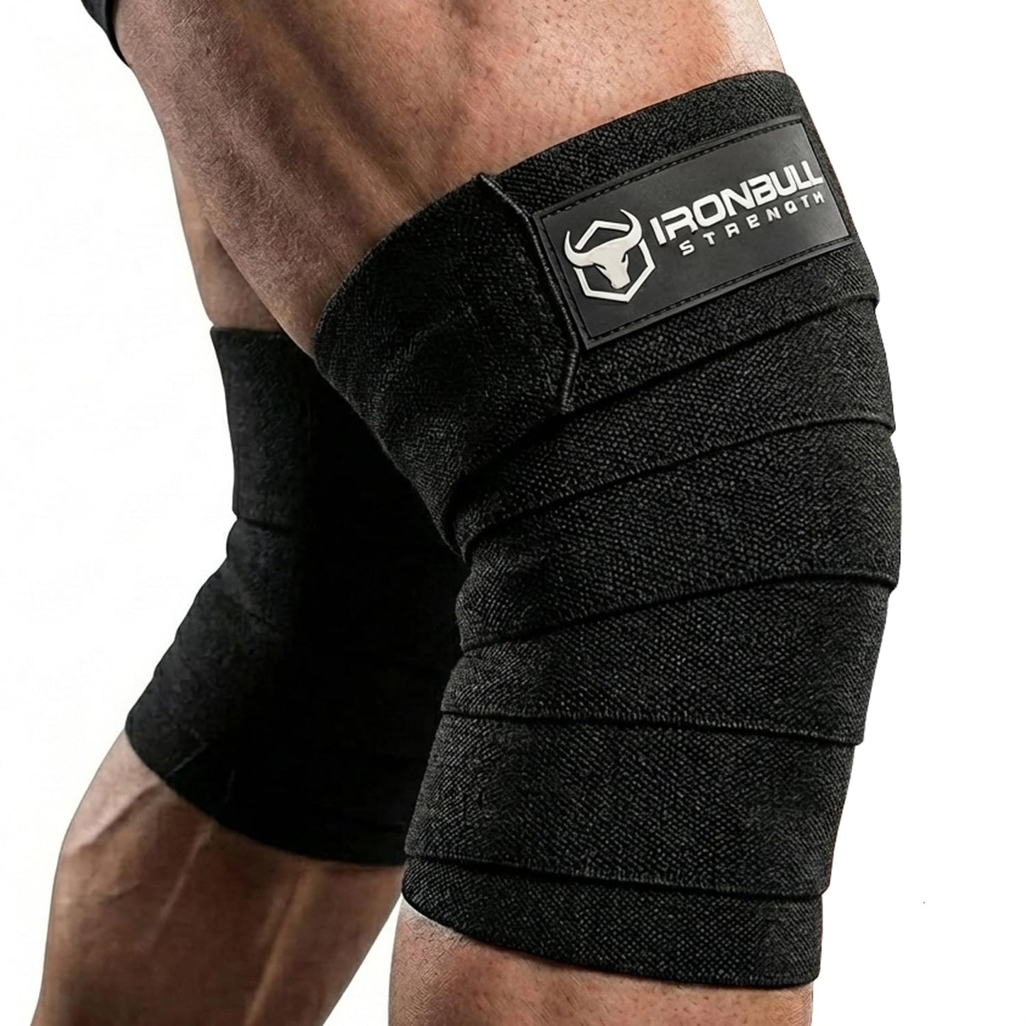 Knee Wraps for Weightlifting - 80" Elastic Knee Straps for Squats and Weight Lifting - Lifting Knee Wraps for Strength & Compression Wrap - Knee Support for Squatting, Powerlifting, Gym (Black)
