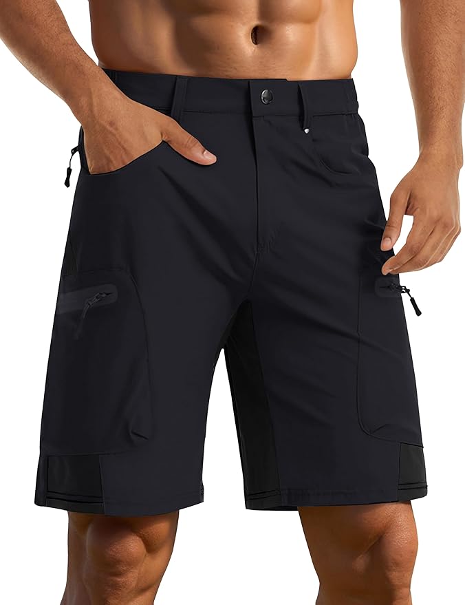CRYSULLY Men's Hiking Cargo Shorts Outdoor Summer Lightweight Quick Dry Casual Shorts with 5 Pocket