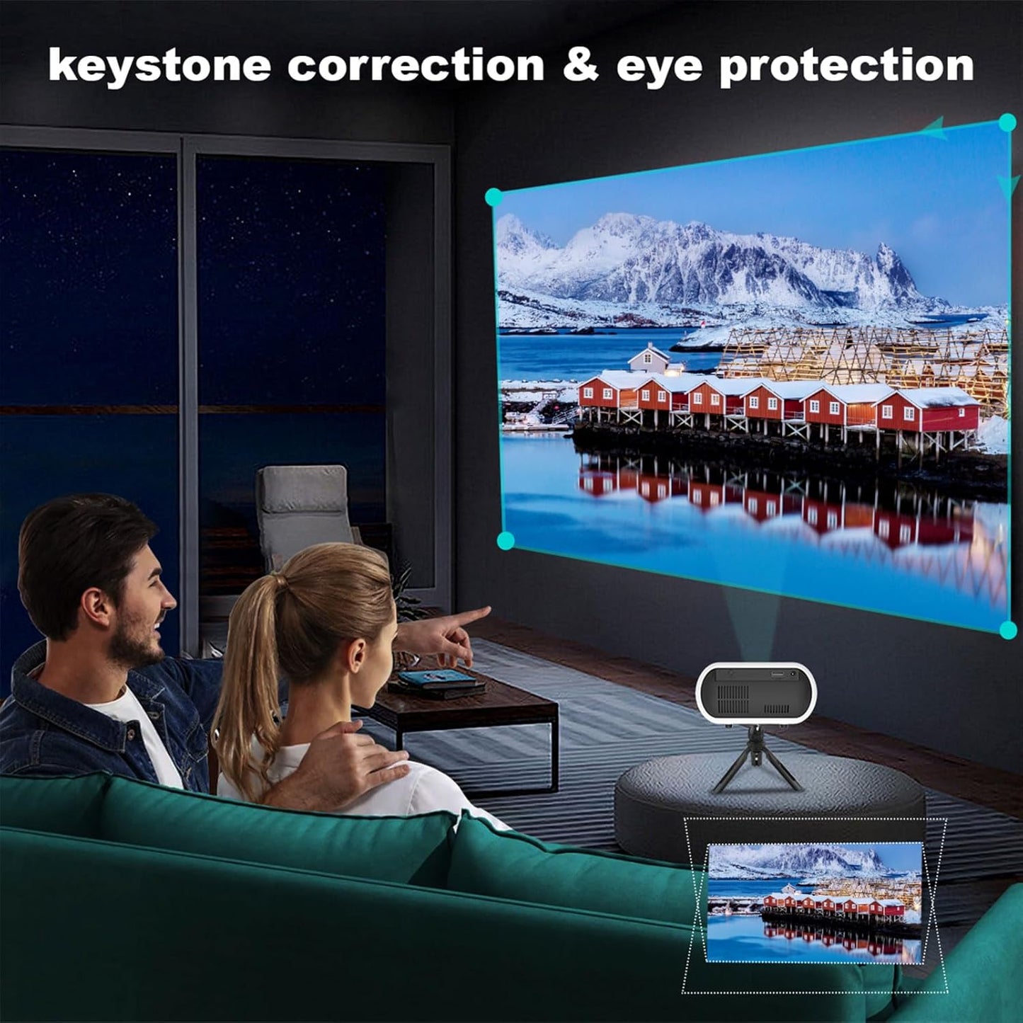 Chicdaze 1080P, 150ANSI, 26"-120" W70 Mini Projector, Portable Projector Support Full HD Movie Projector with Bult