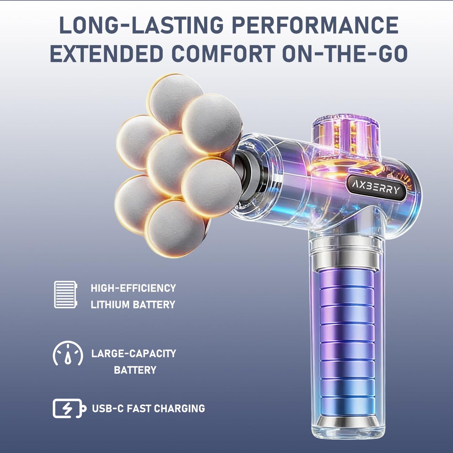 AxBerry Massage Gun Deep Tissue, Body Massager, Percussion Massage Gun, Handheld Massage Gun for Back Shoulder Muscle Pain Relief, Portable Quiet Professional Muscle Gun Mini Massager