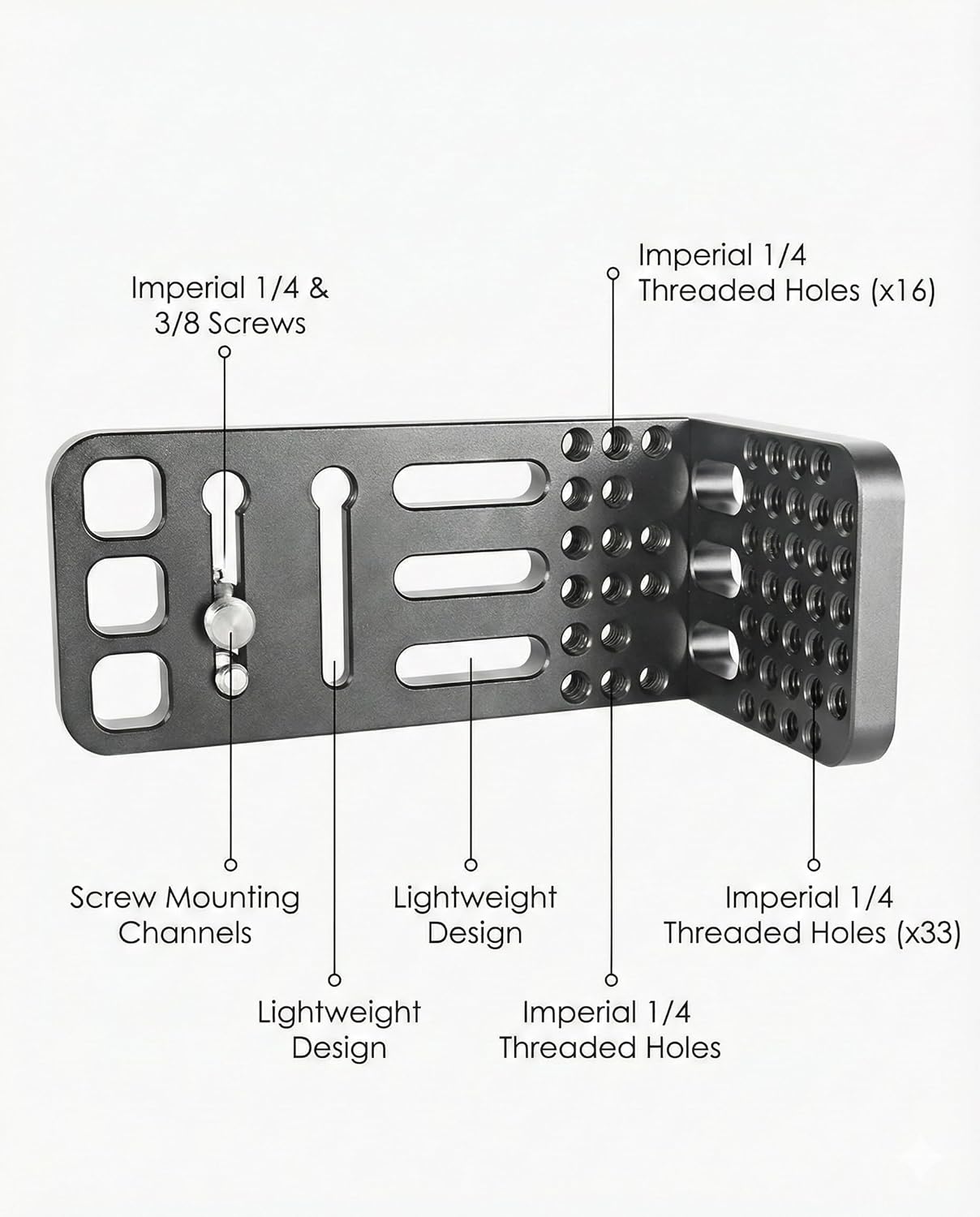 SHOOTPRO 1/4" 3/8" Universal Camera L Bracket Quick Release Plate | Vertical to Horizontal Video Mount with & Thread |