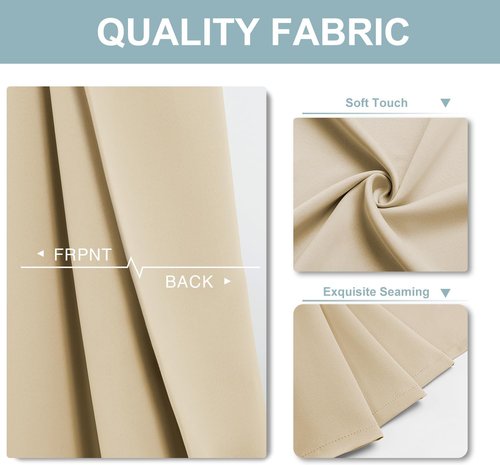 ChrisDowa Blackout Curtains - Thermal Insulated Grommet Room Darkening Panels, Biscotti Beige, 42 x 48 Inch