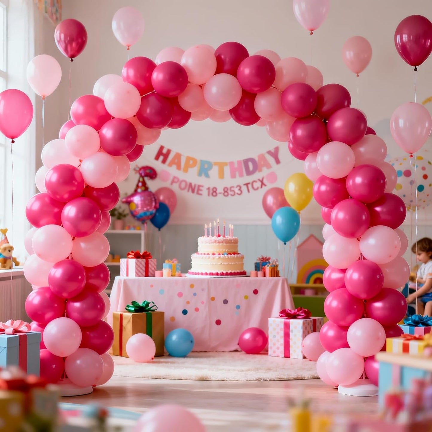 Skiennix Pink Balloons Set - 66pcs 12 Inch Hot Pastel Pink Confetti Latex Balloons for Birthday & Baby Shower Decorations