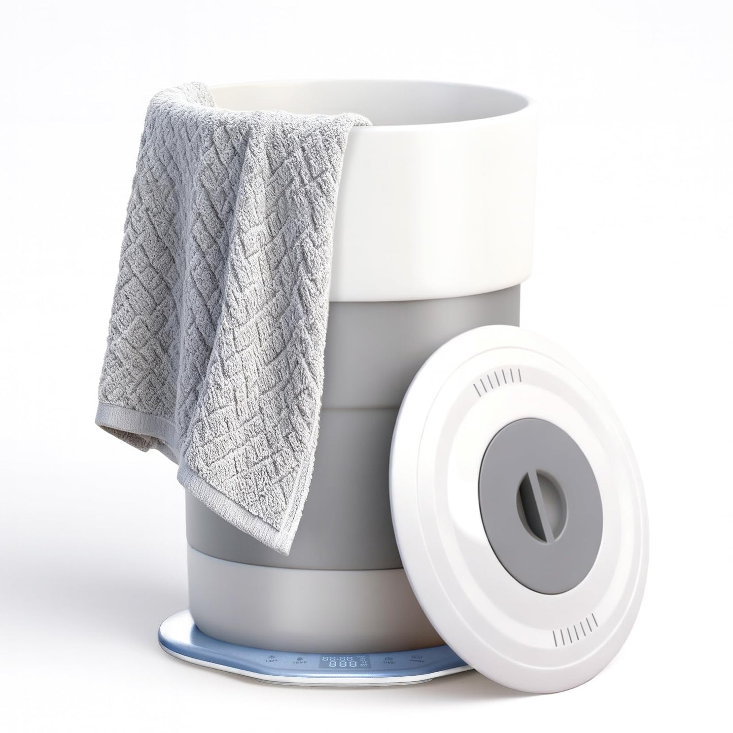 Arrocent Towel Warmer, 23L Towel Warmer Bucket with Time Setting, Auto Shut-Off, Retractable Portable, Fits Up to Two Large Towels, Bathrobes, Blankets, PJ's and More