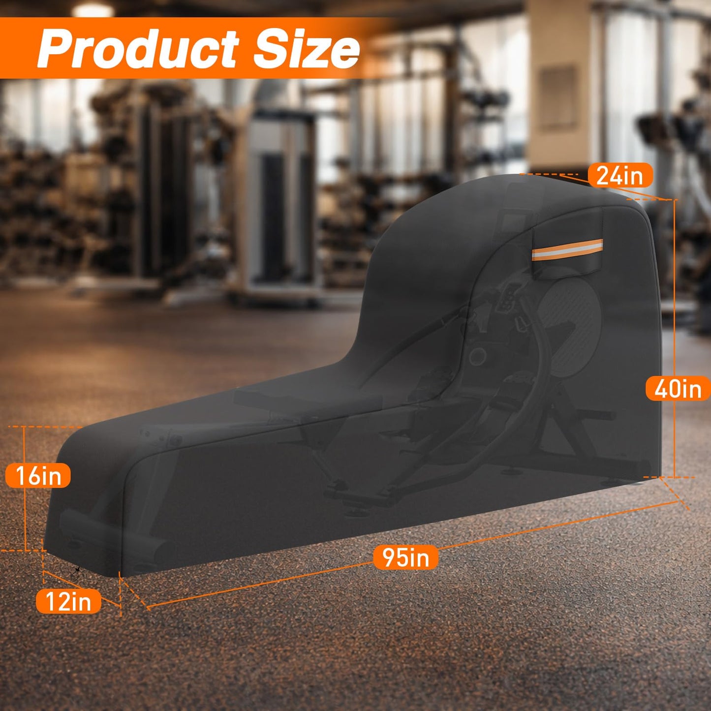 EVRBUL Rowing Machine Cover 95" L x 24" W x 40" H Heavy Duty 420D Waterproof Dust-Proof Rower Cover for Concept 2 Rowing Machine with Air Vents Reflective Strip Drawstring